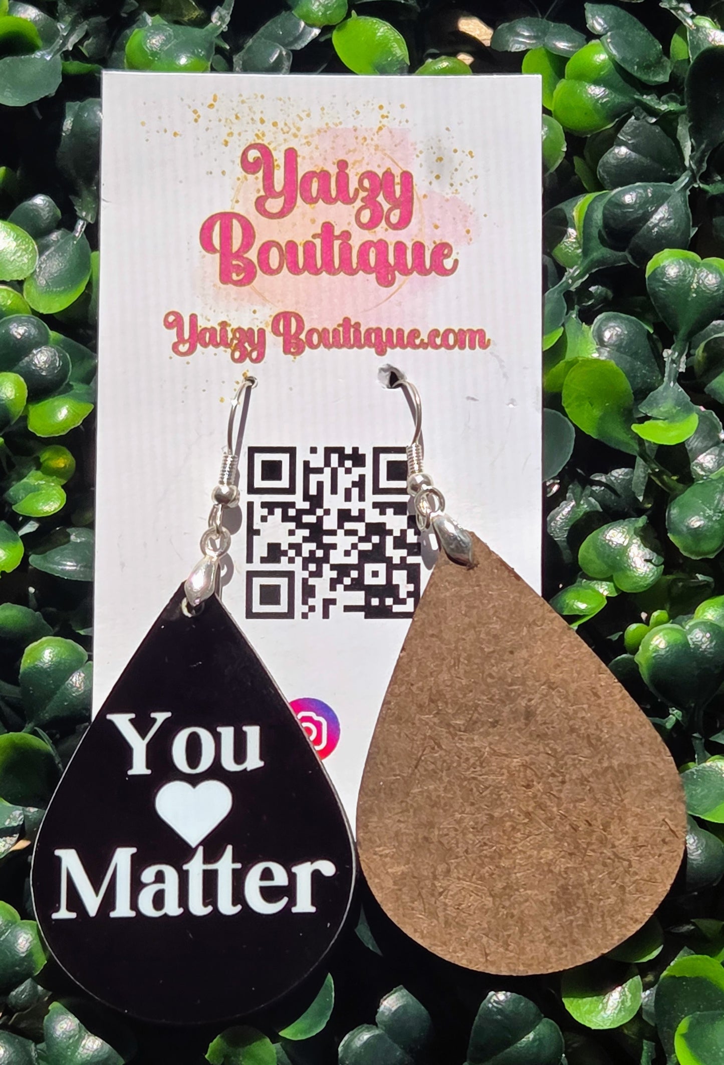 You Matter Teardrop Earrings – Inspirational Lightweight Wooden Dangle Earrings, Stainless Steel Hooks, Gift for Her Yaizy Boutique