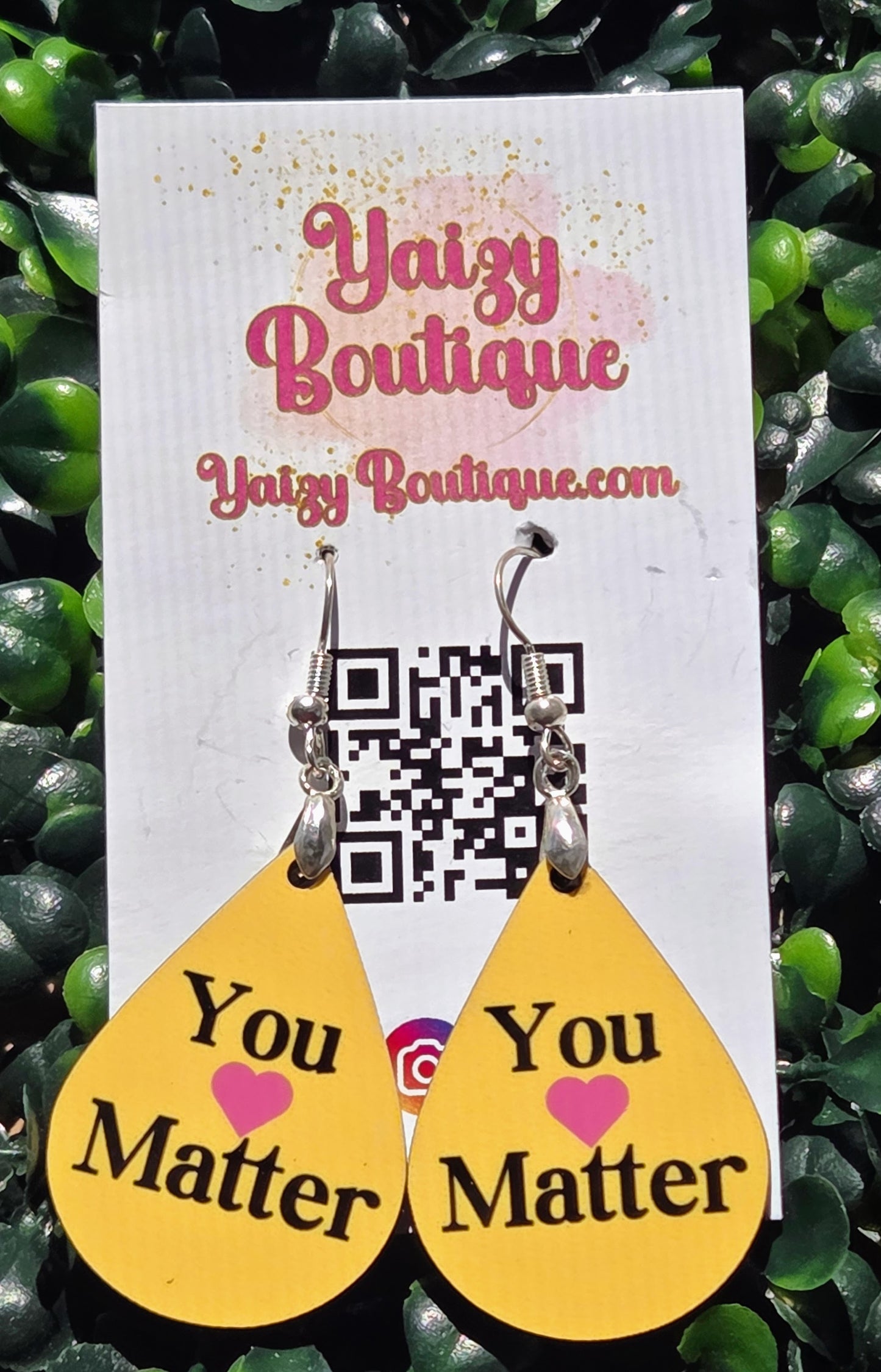You Matter Teardrop Earrings – Inspirational Lightweight Wooden Dangle Earrings, Stainless Steel Hooks, Gift for Her Yaizy Boutique