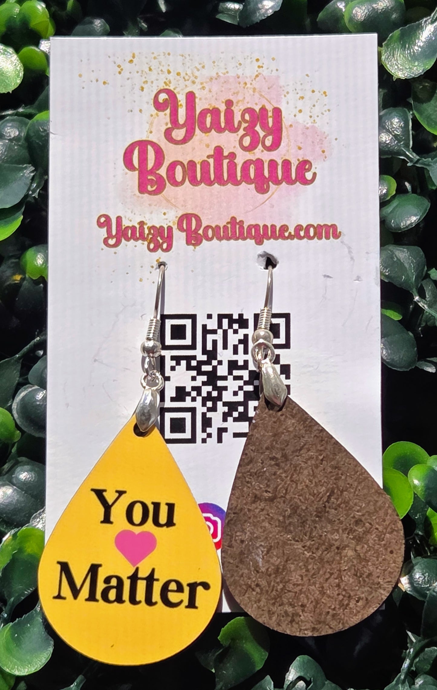 You Matter Teardrop Earrings – Inspirational Lightweight Wooden Dangle Earrings, Stainless Steel Hooks, Gift for Her Yaizy Boutique