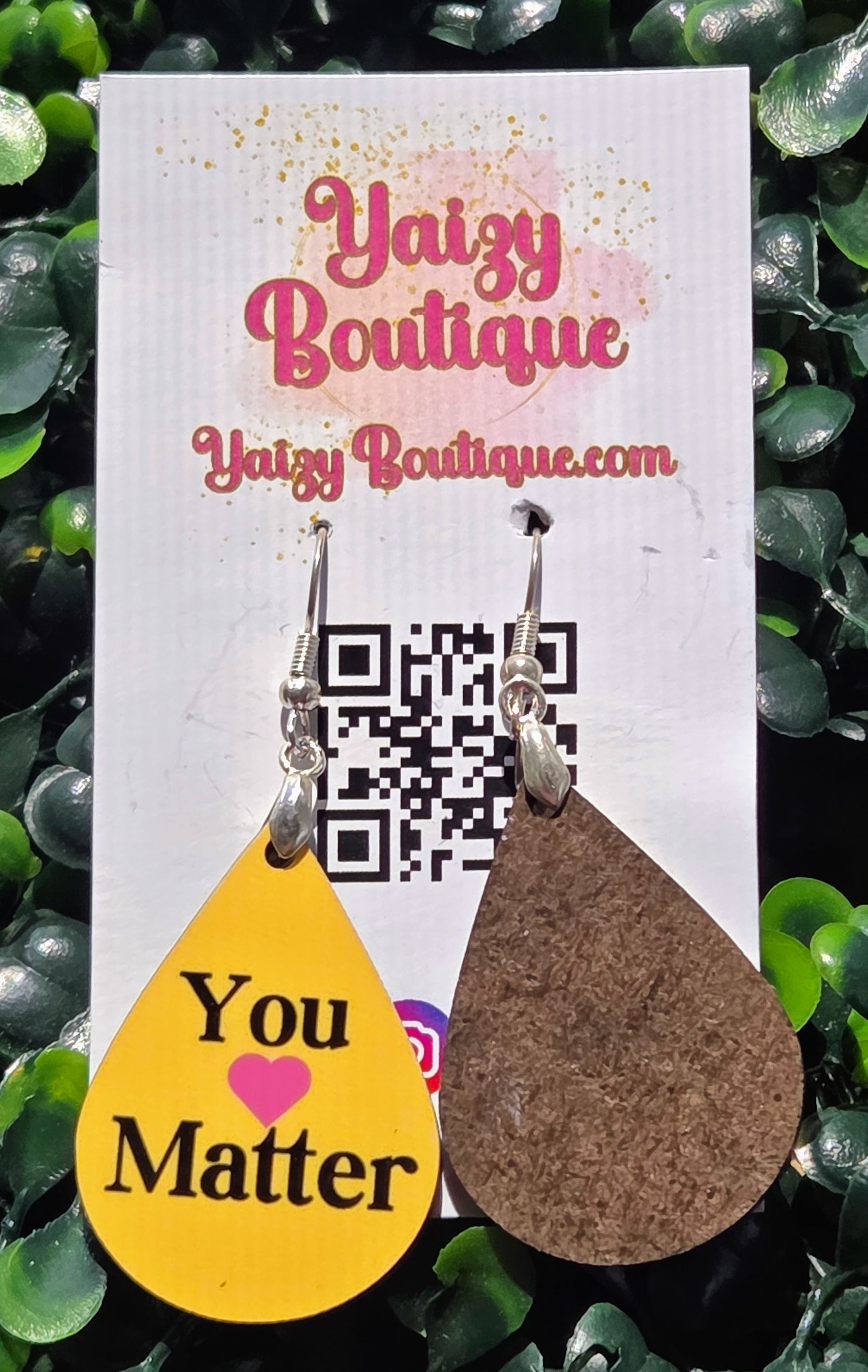 You Matter Teardrop Earrings – Inspirational Lightweight Wooden Dangle Earrings, Stainless Steel Hooks, Gift for Her Yaizy Boutique