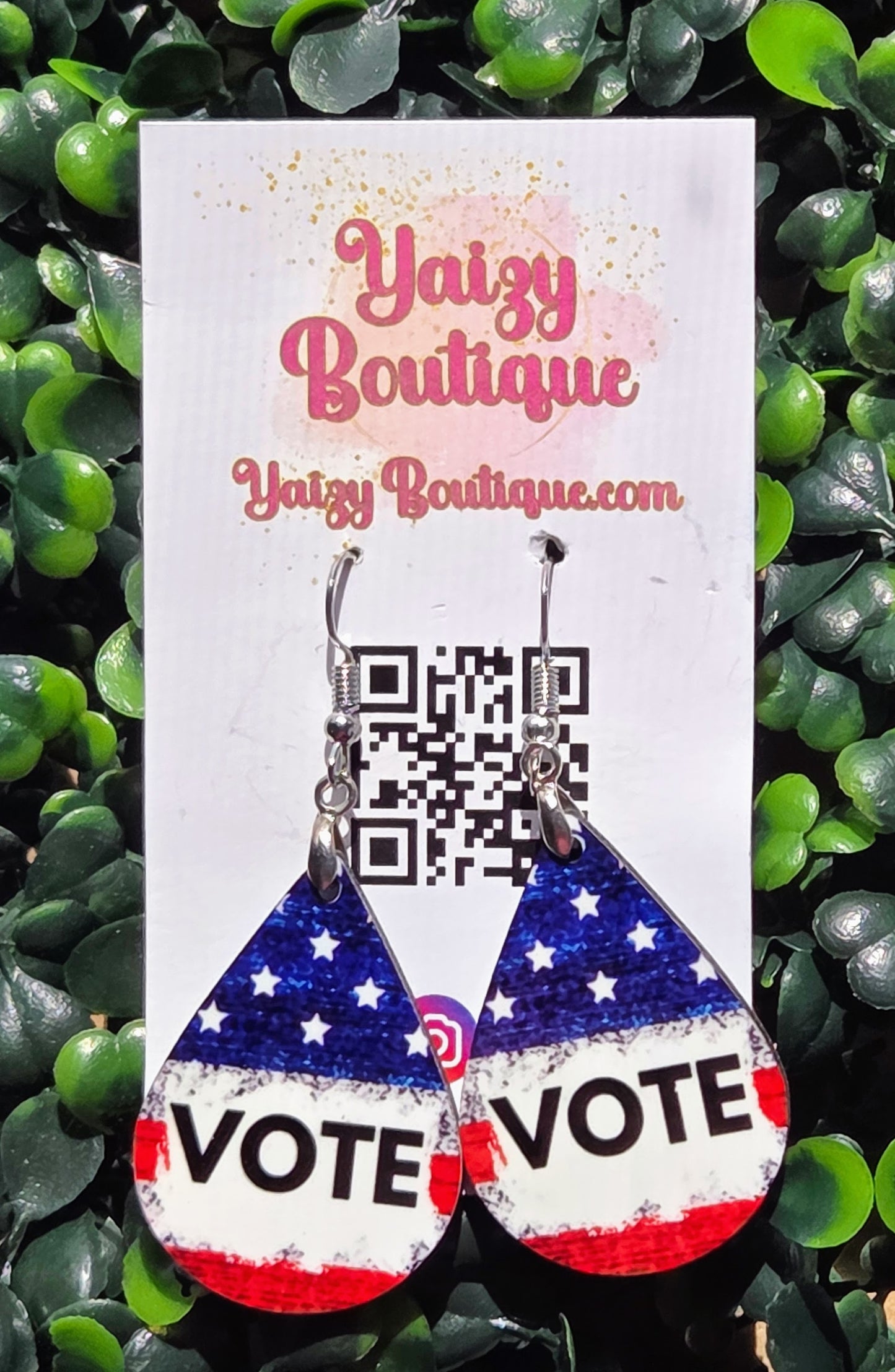 Double-Sided Vote Earrings | Patriotic Red White Blue Dangle Earrings | Teardrop & Round Statement Earrings Yaizy Boutique