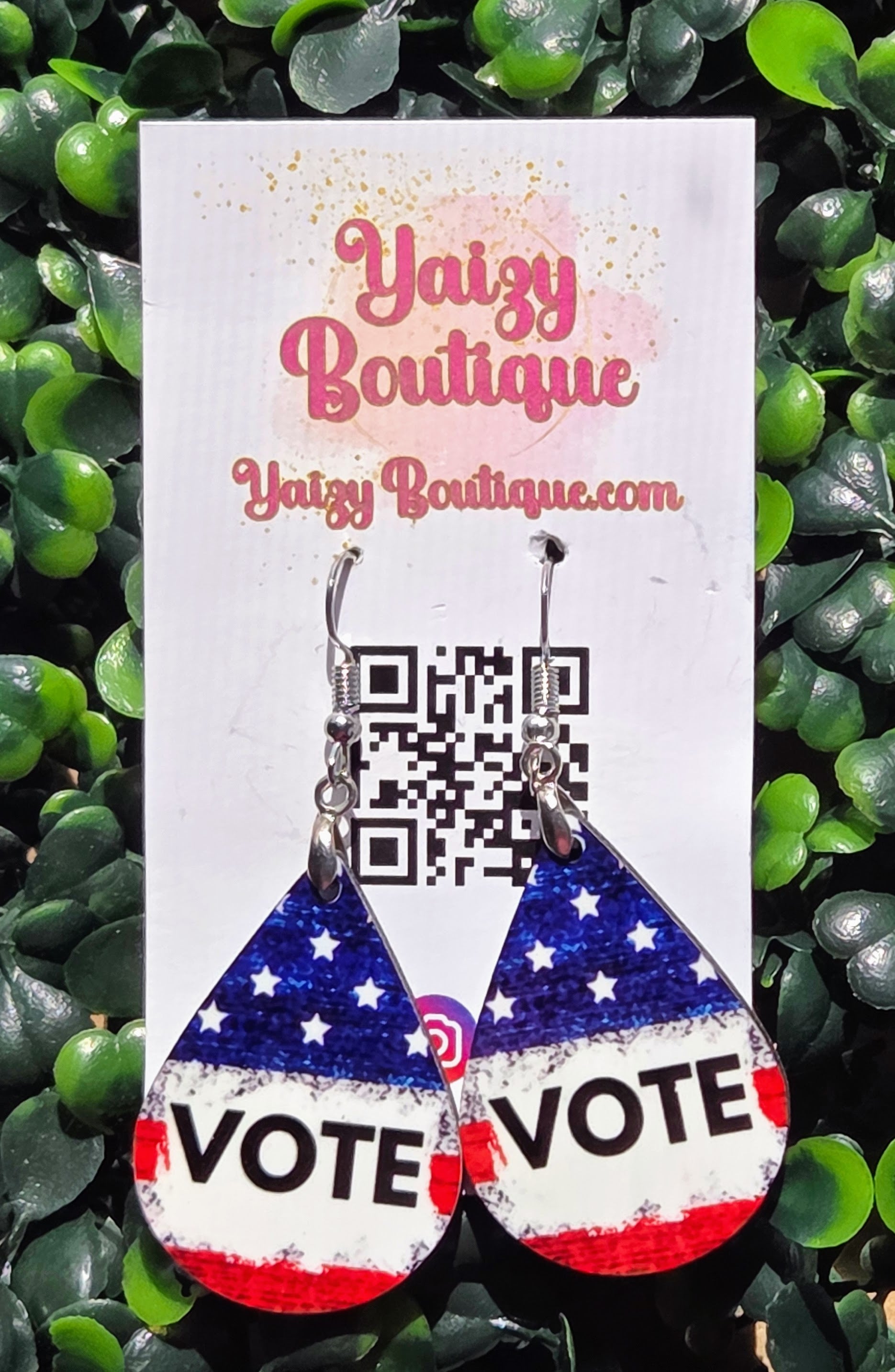 Double-Sided Vote Earrings | Patriotic Red White Blue Dangle Earrings | Teardrop & Round Statement Earrings Yaizy Boutique