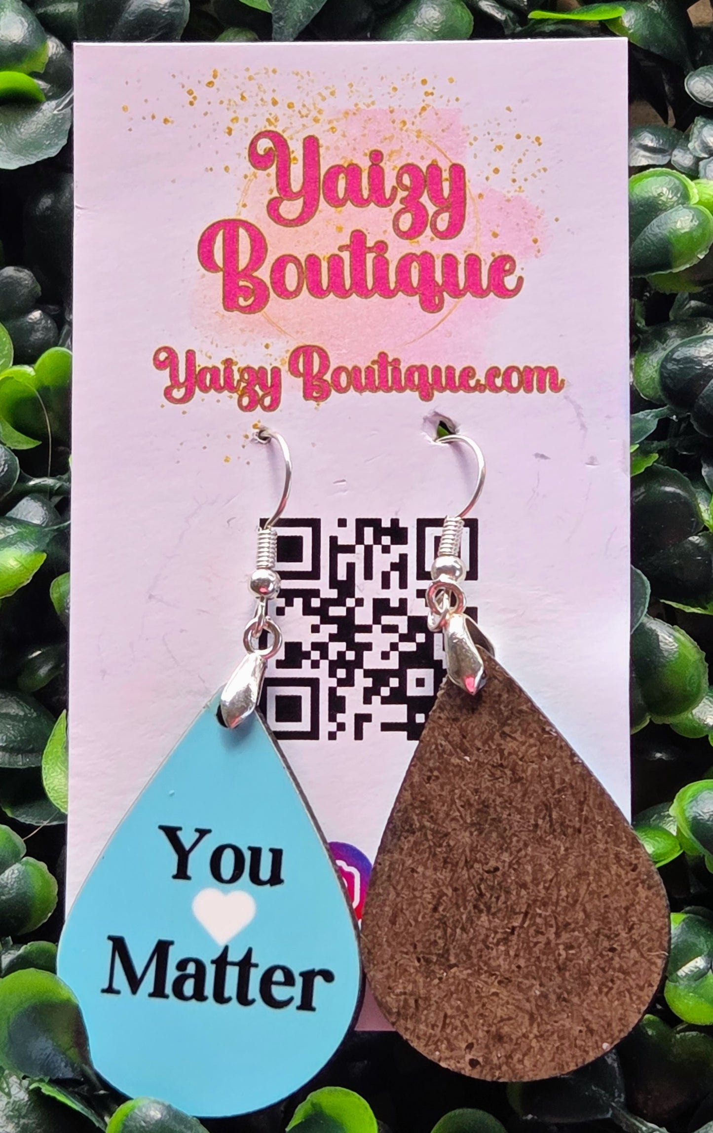 You Matter Teardrop Earrings – Inspirational Lightweight Wooden Dangle Earrings, Stainless Steel Hooks, Gift for Her Yaizy Boutique