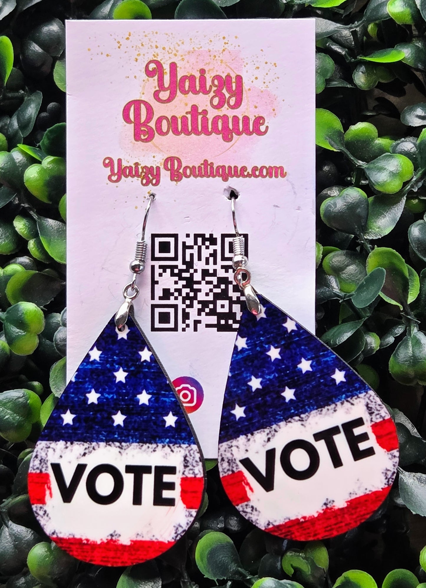 Double-Sided Vote Earrings | Patriotic Red White Blue Dangle Earrings | Teardrop & Round Statement Earrings Yaizy Boutique