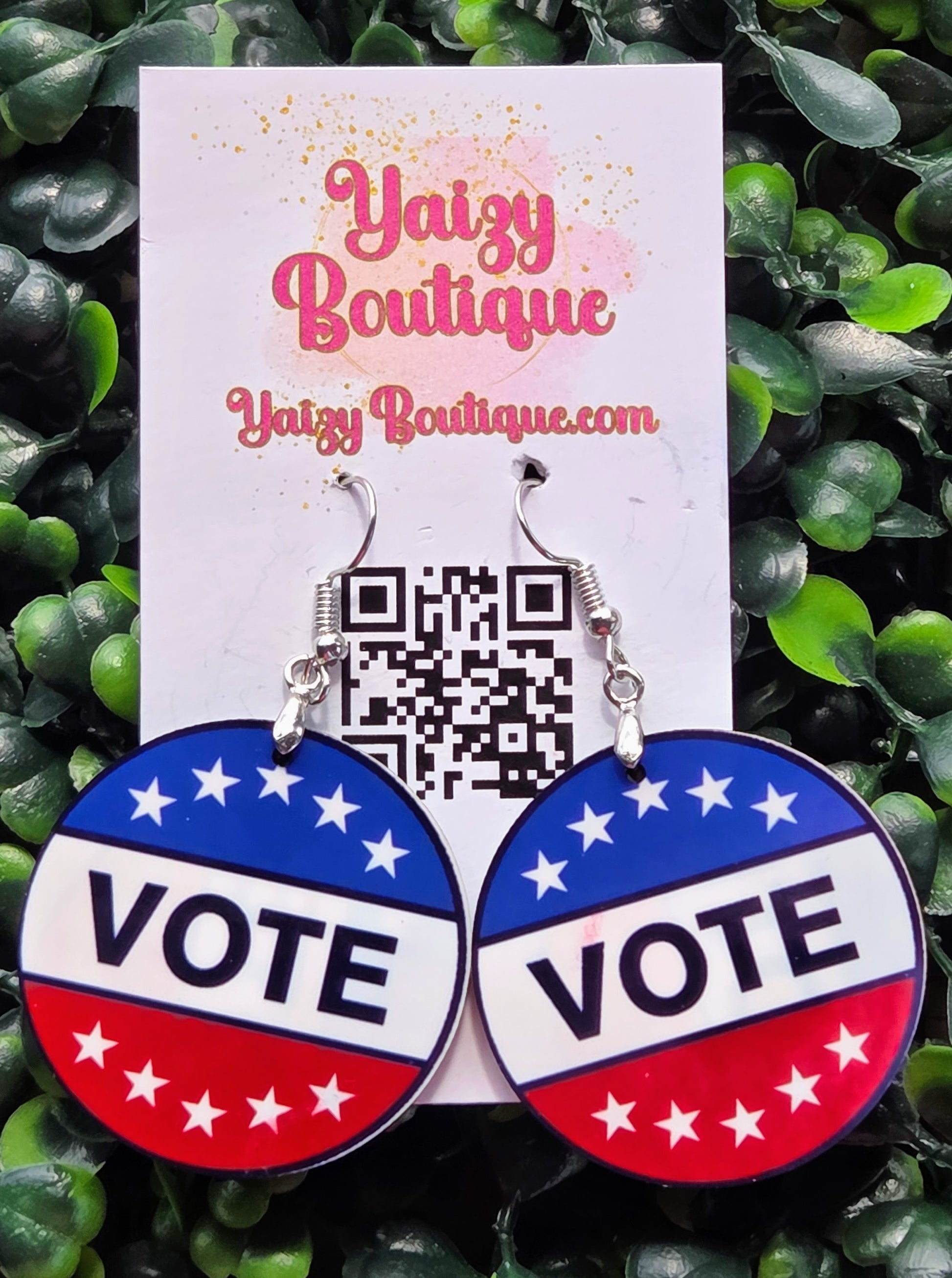 Double-Sided Vote Earrings | Patriotic Red White Blue Dangle Earrings | Teardrop & Round Statement Earrings Yaizy Boutique