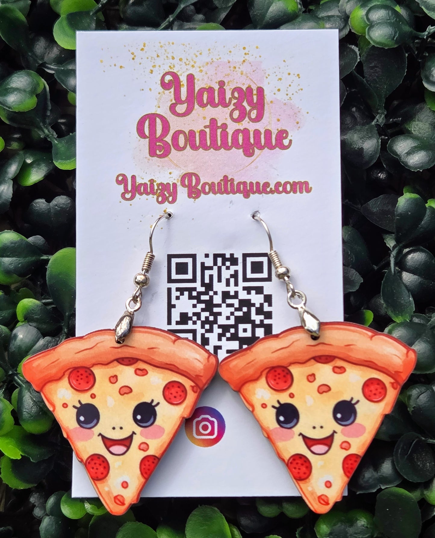 Handmade Kawaii Pizza Slice Wood Earrings – Cute Food Jewelry – 1.5” MDF Wood & Stainless Steel Yaizy Boutique