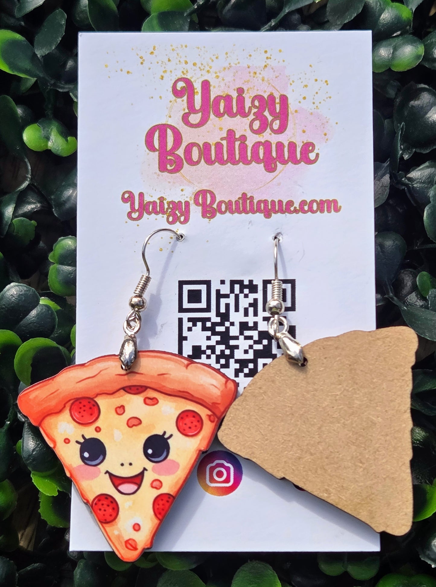 Handmade Kawaii Pizza Slice Wood Earrings – Cute Food Jewelry – 1.5” MDF Wood & Stainless Steel Yaizy Boutique