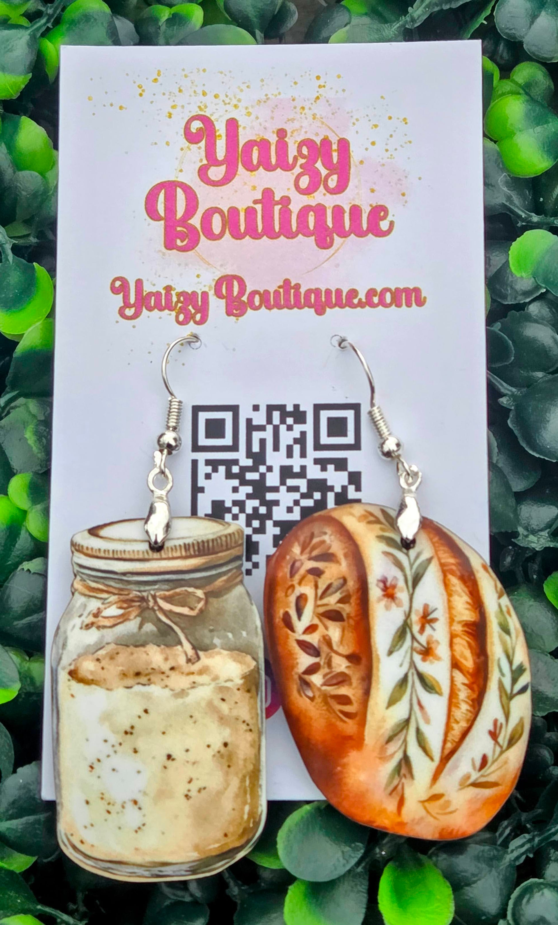 Sourdough Starter & Bread Loaf Earrings - Lightweight MDF Wood & Stainless Steel Yaizy Boutique