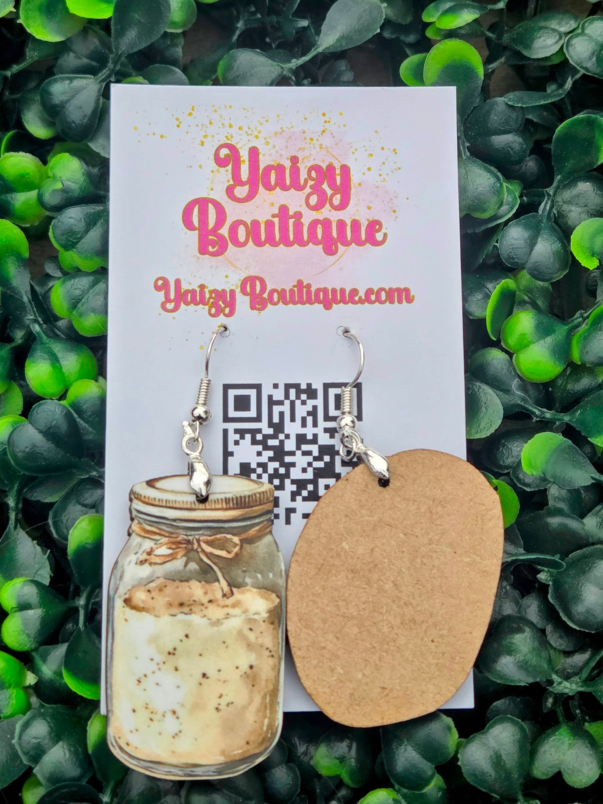 Sourdough Starter & Bread Loaf Earrings - Lightweight MDF Wood & Stainless Steel Yaizy Boutique