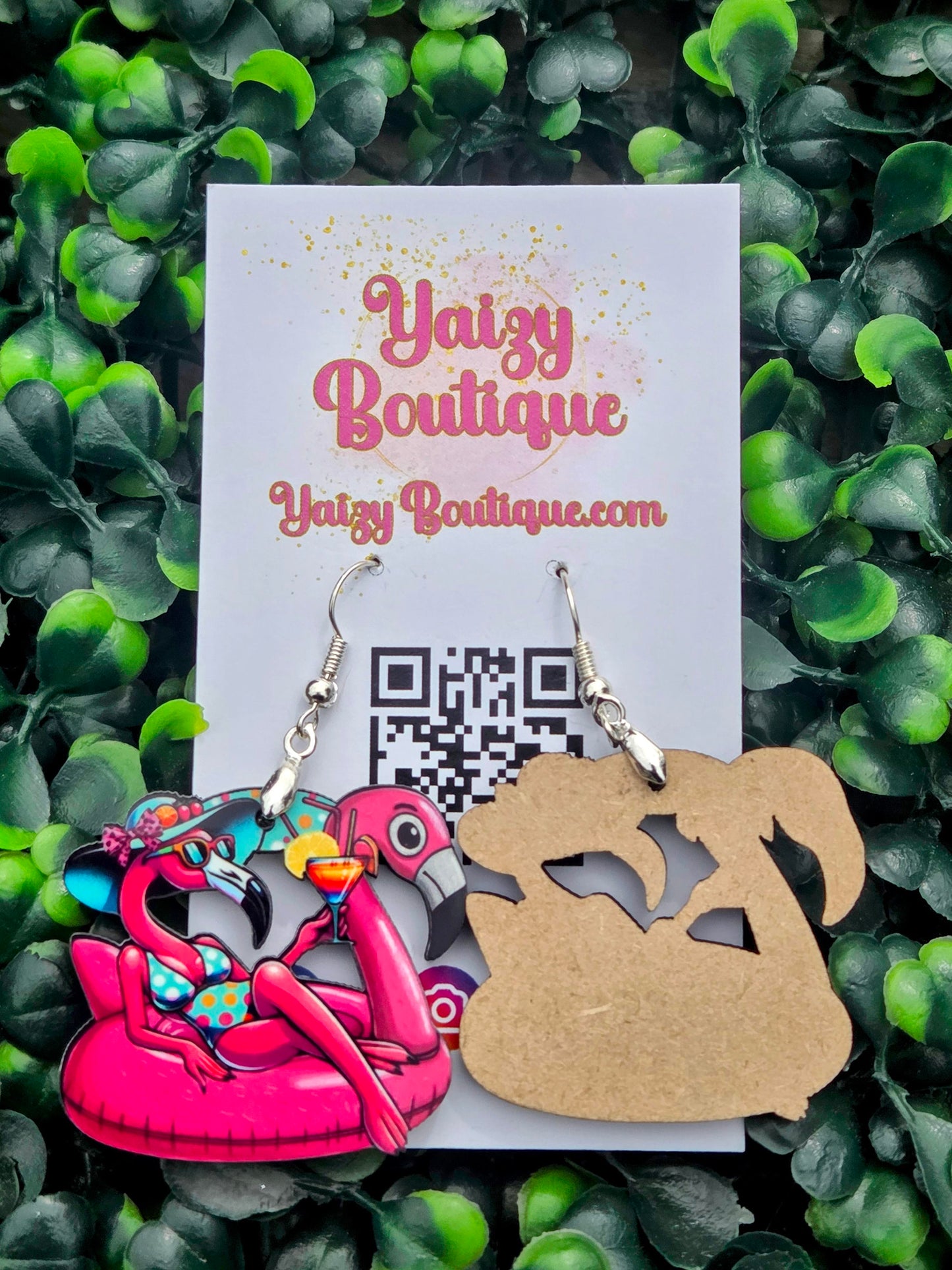 Vacation Mode Flamingo Earrings - Lightweight MDF Wood & Stainless Steel - Tropical Summer Jewelry Yaizy Boutique