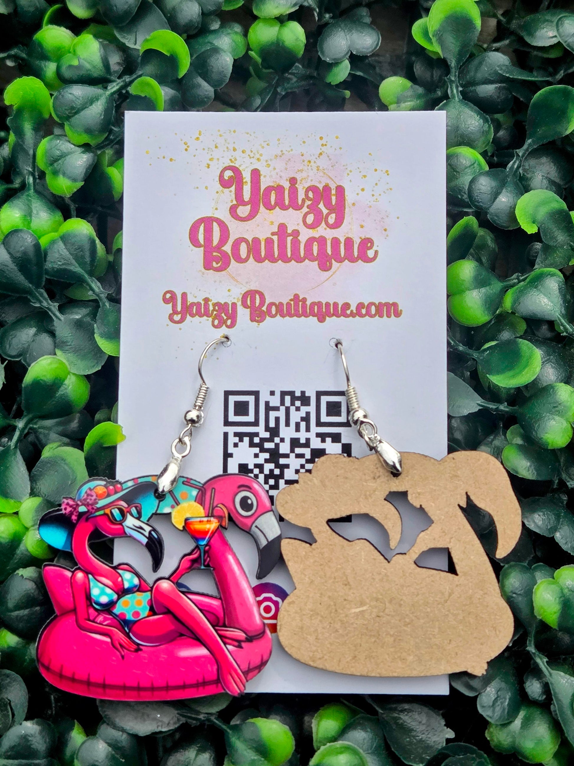 Vacation Mode Flamingo Earrings - Lightweight MDF Wood & Stainless Steel - Tropical Summer Jewelry Yaizy Boutique