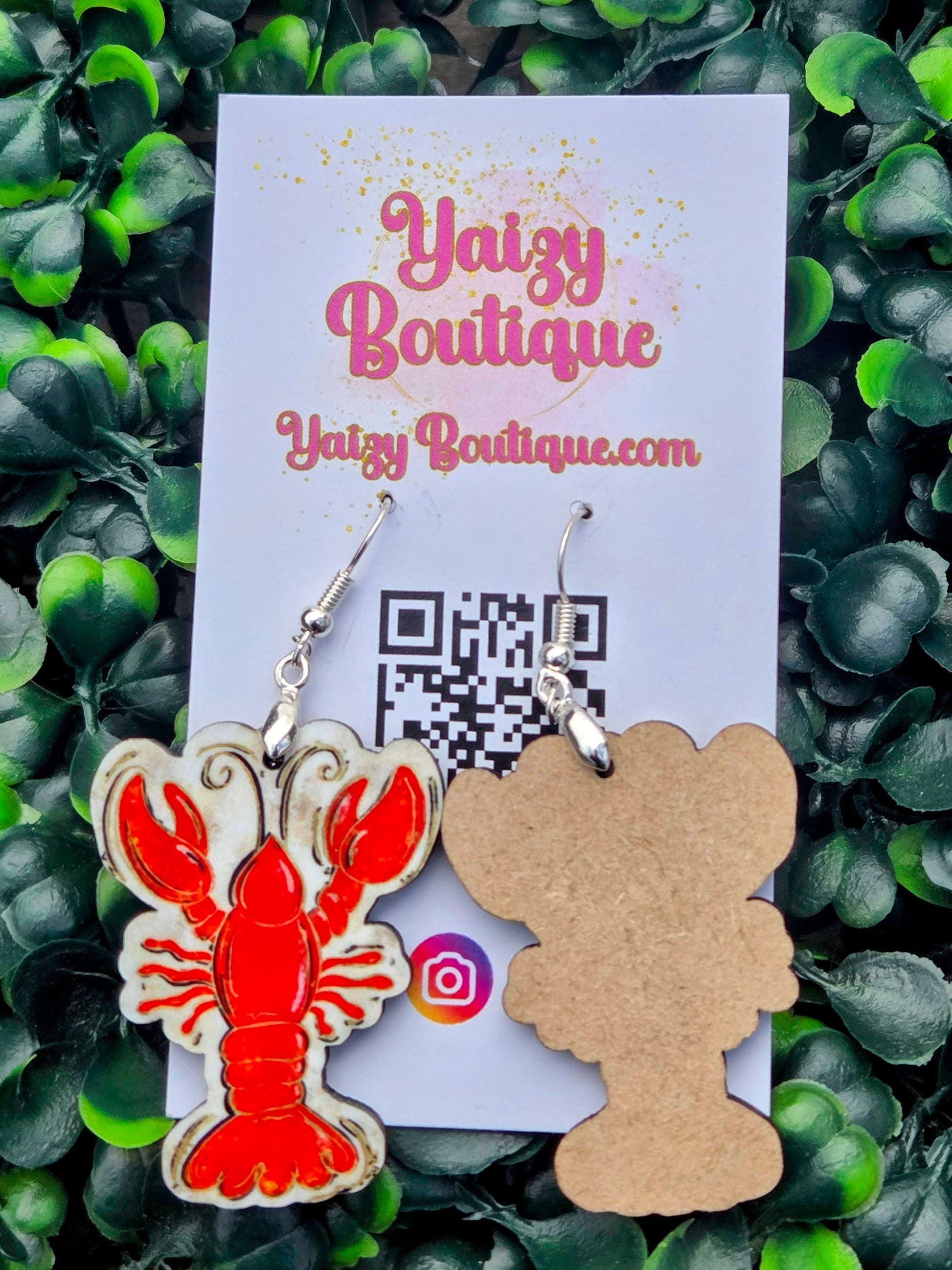 Vibrant Lobster Earrings - Lightweight MDF Wood & Stainless Steel - Seafood Lover Gift Yaizy Boutique