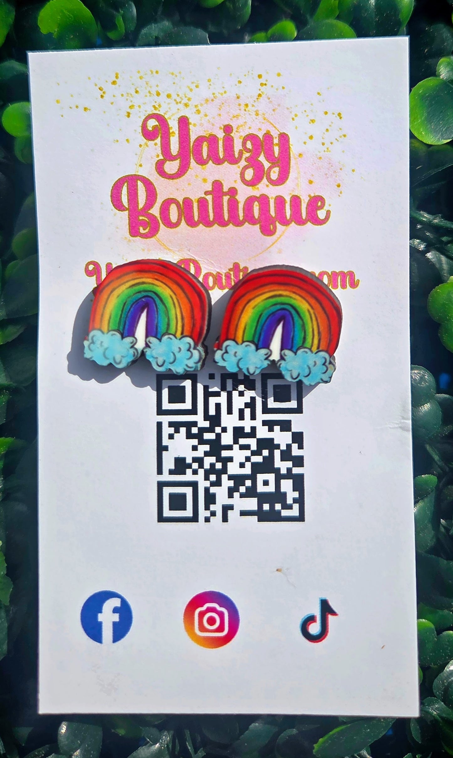 Rainbow Cloud Stud Earrings | Handmade MDF Wood Colorful Jewelry Yaizy Boutique