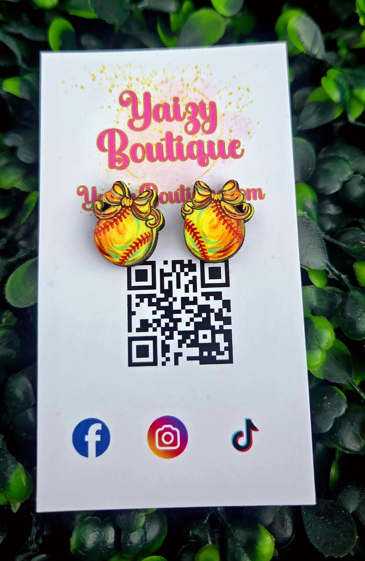 Softball Stud Earrings with Bow – Cute Game Day Earrings Yaizy Boutique