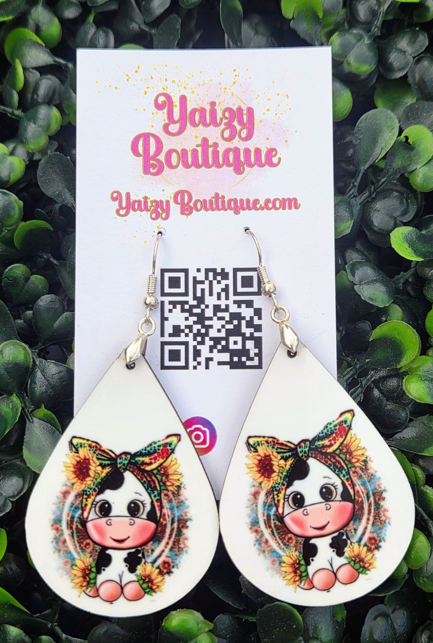 Adorable Black & White Milk Cow Teardrop Earrings | Sunflower & Leopard Print Dangles | Yaizy Boutique Yaizy Boutique