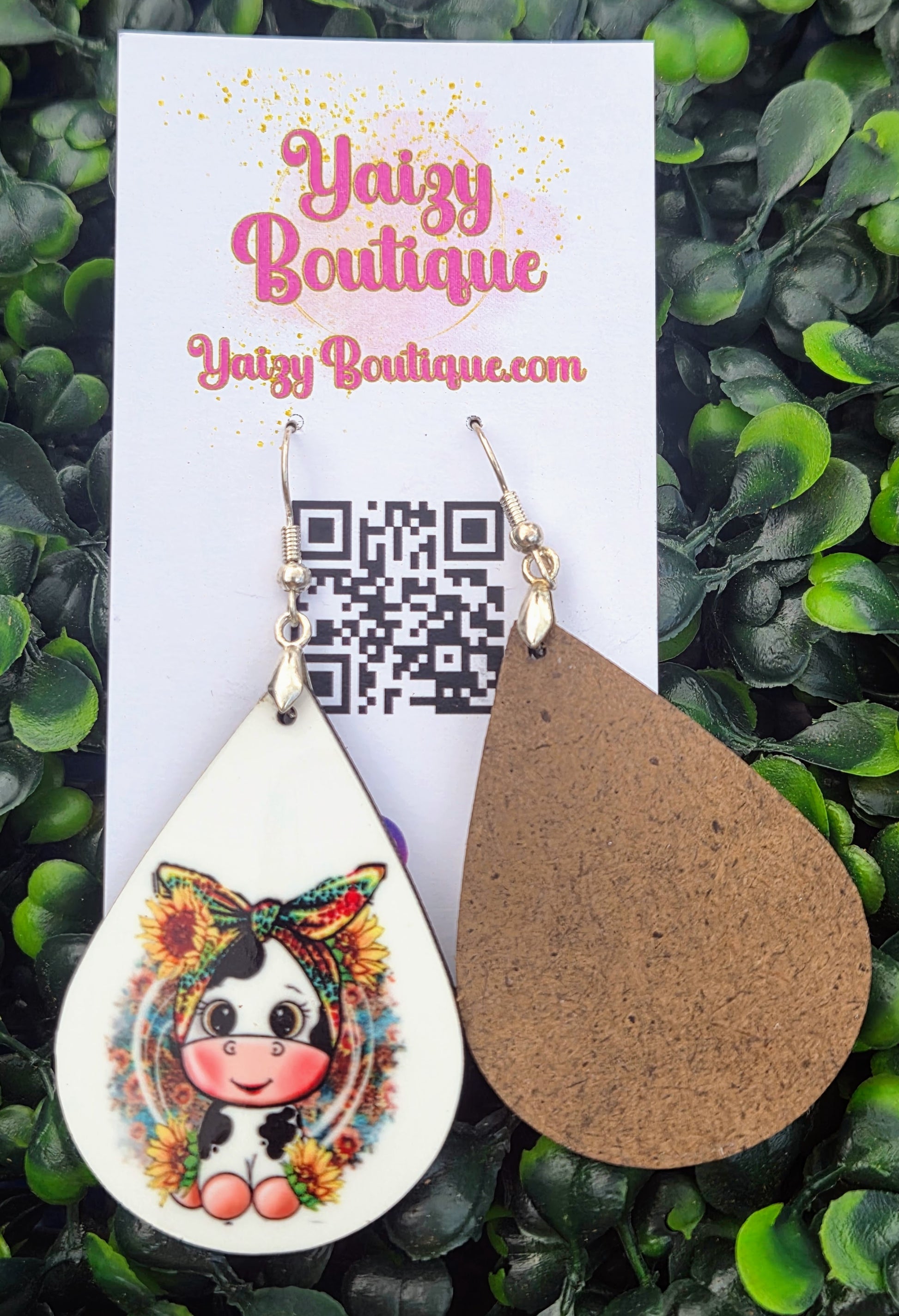 Adorable Black & White Milk Cow Teardrop Earrings | Sunflower & Leopard Print Dangles | Yaizy Boutique Yaizy Boutique