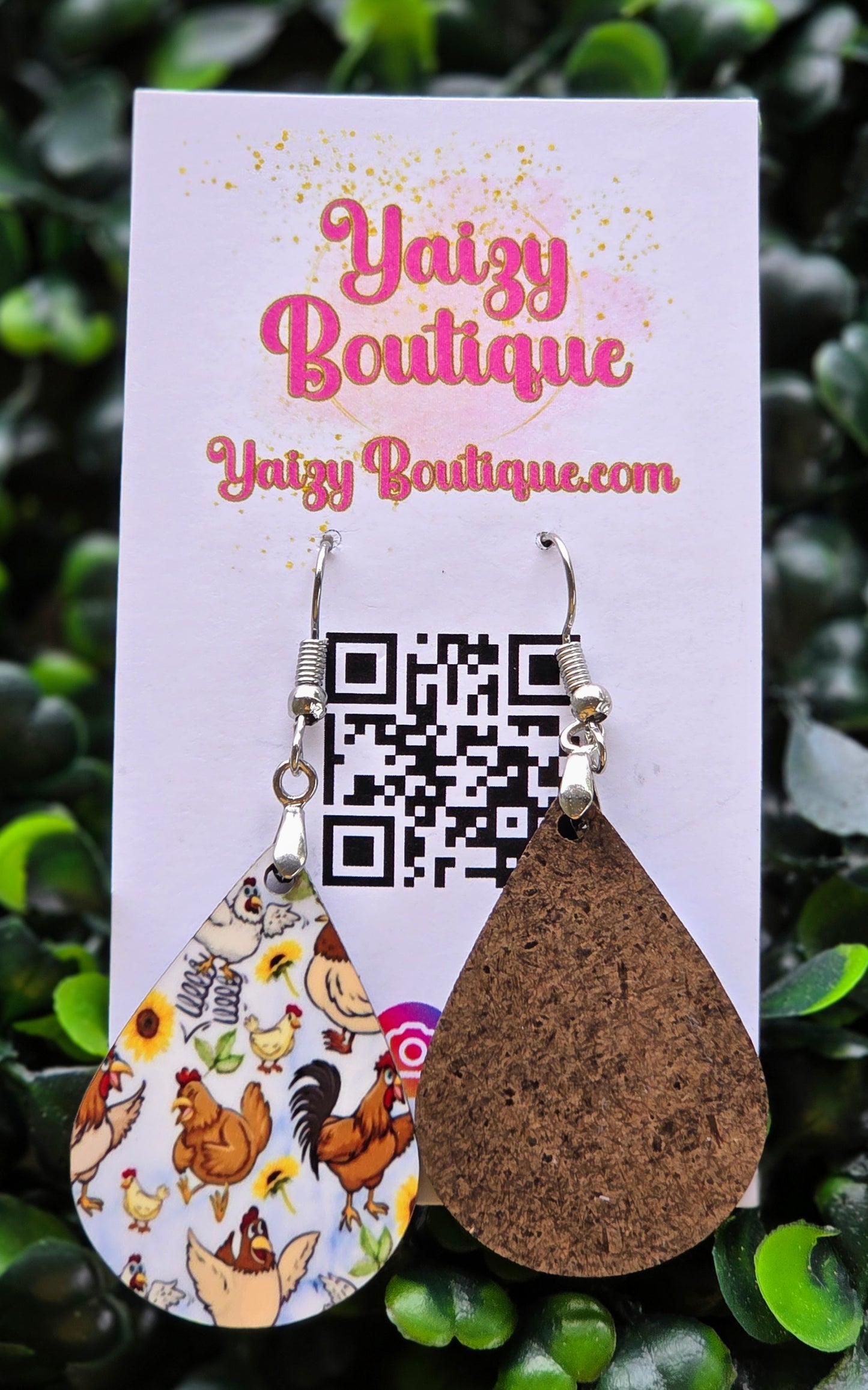 Whimsical Chicken & Sunflower Teardrop Earrings | Farmhouse Rooster Dangles | Yaizy Boutique Yaizy Boutique