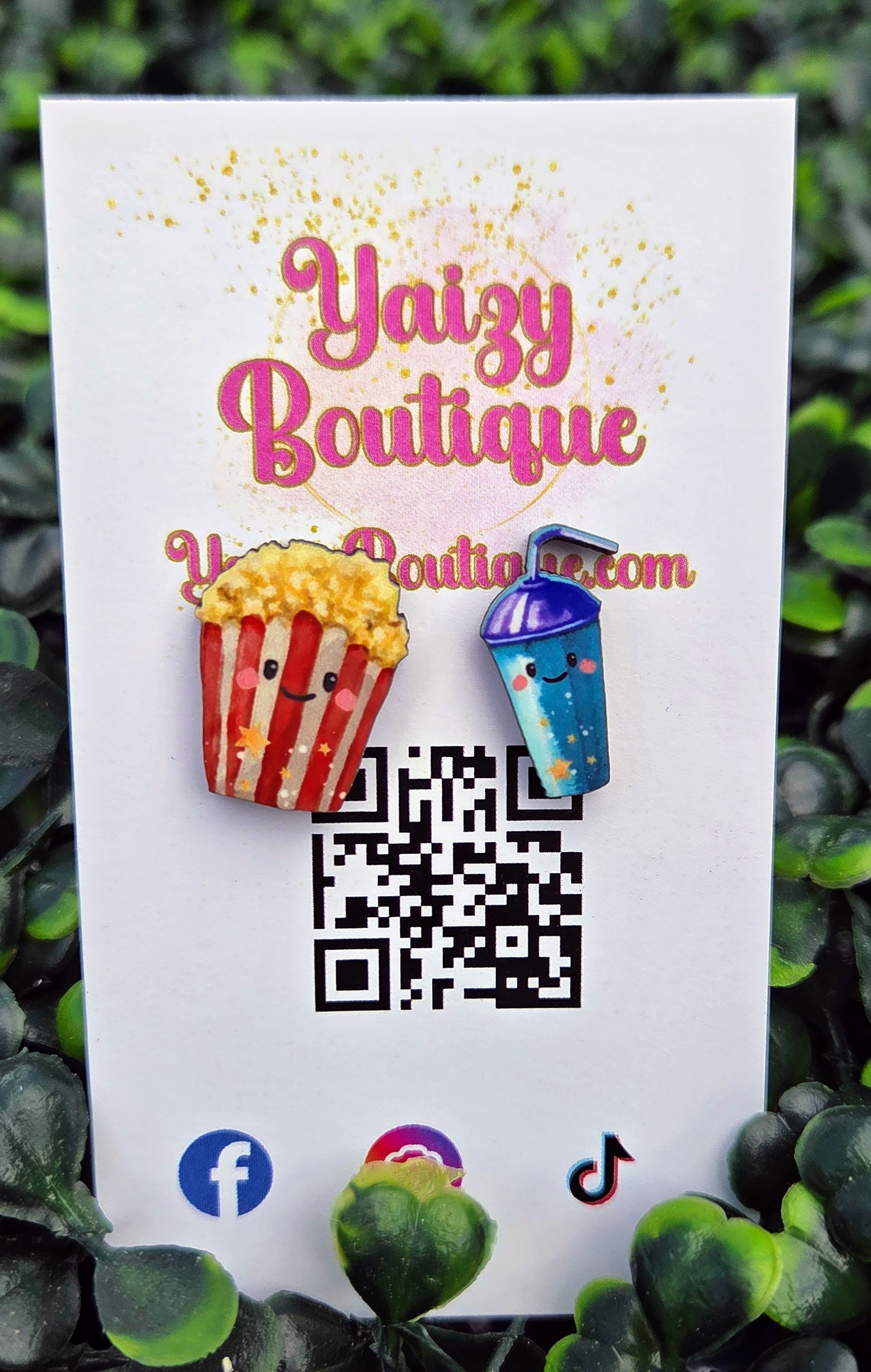 Handmade Popcorn & Soda Stud Earrings | Kawaii Movie Night Jewelry | Cute Snack Food Studs | Yaizy Boutique Yaizy Boutique