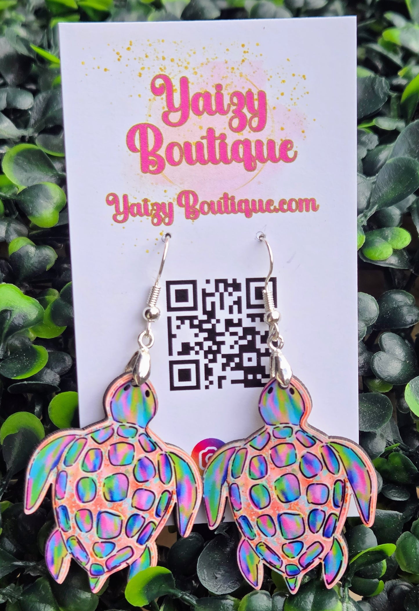 Colorful Sea Turtle Wooden Earrings | Handmade Boho Jewelry Yaizy Boutique