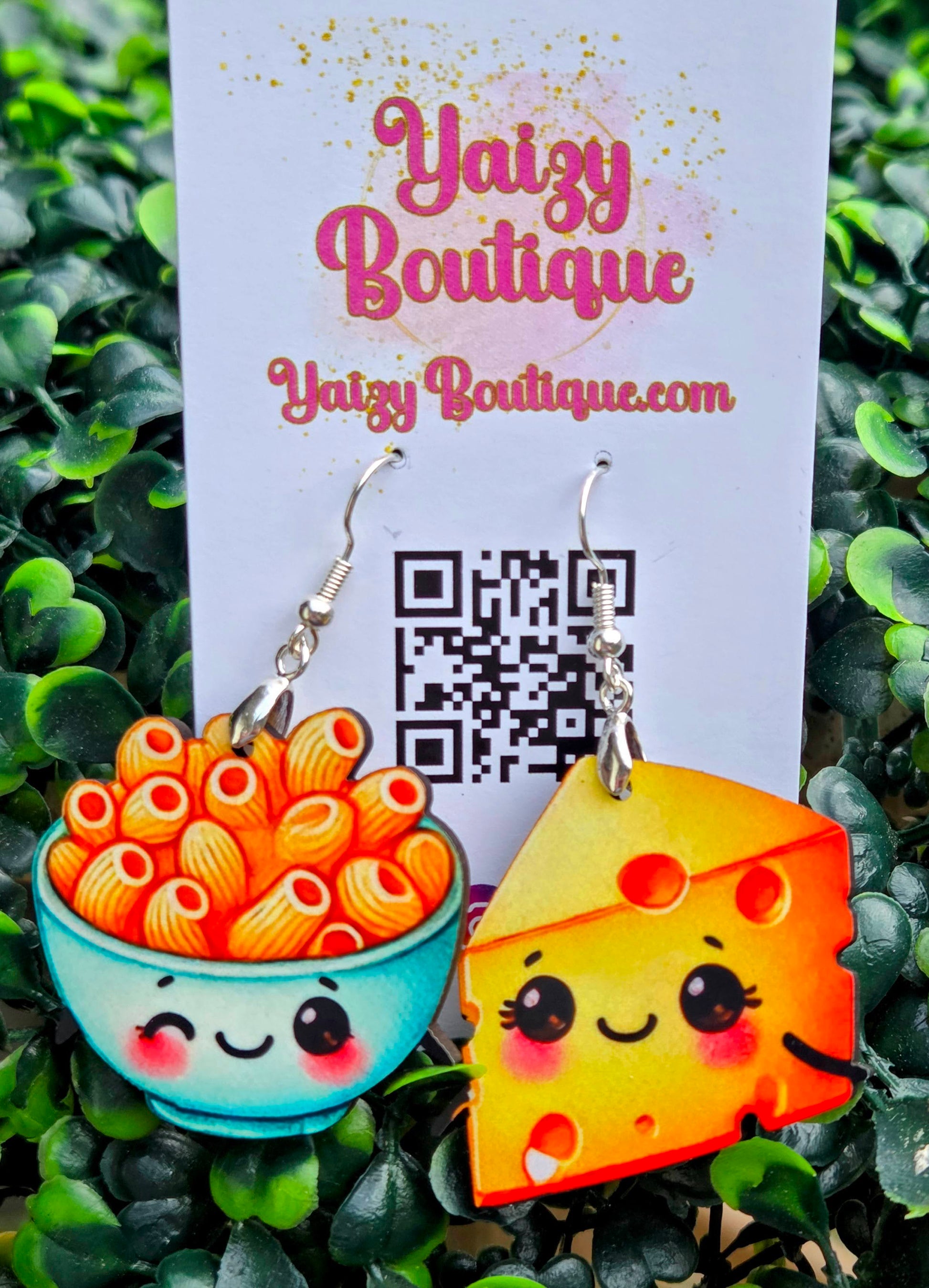 Kawaii Mac and Cheese Handmade MDF Wood Earrings Yaizy Boutique