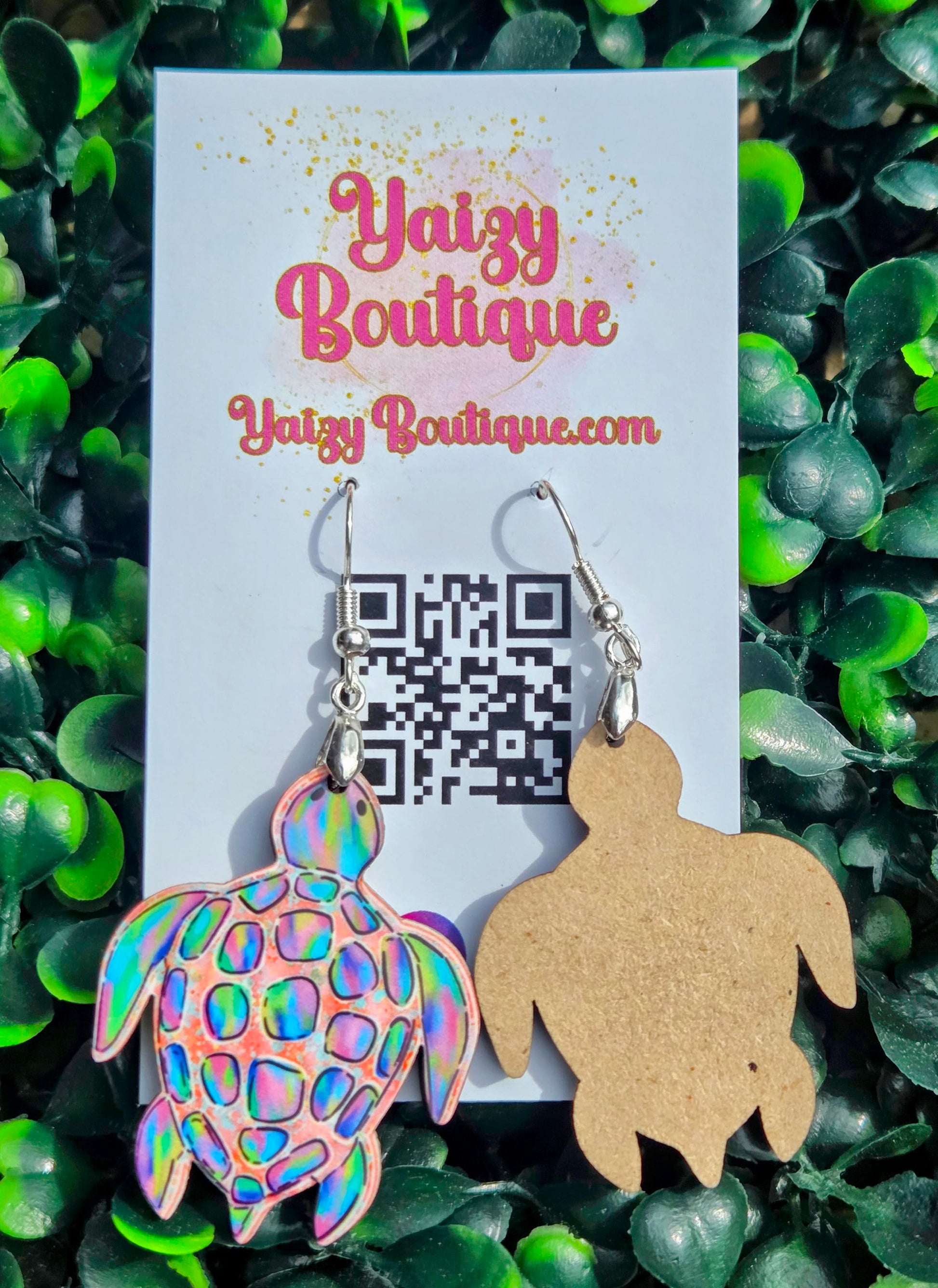 Colorful Sea Turtle Wooden Earrings | Handmade Boho Jewelry Yaizy Boutique