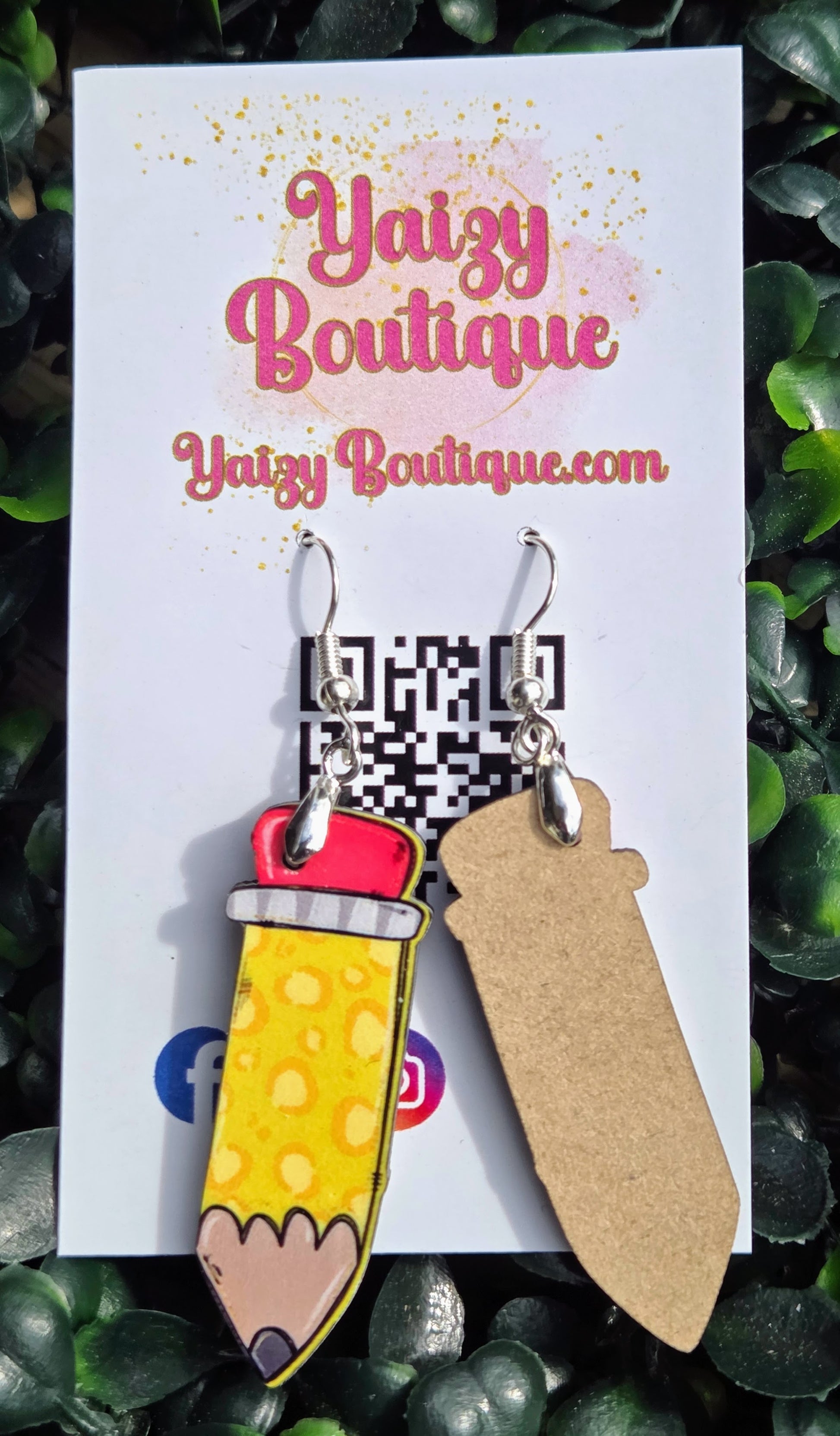 Handmade Leopard Print Pencil Wooden Earrings | Teacher Appreciation Gift Yaizy Boutique