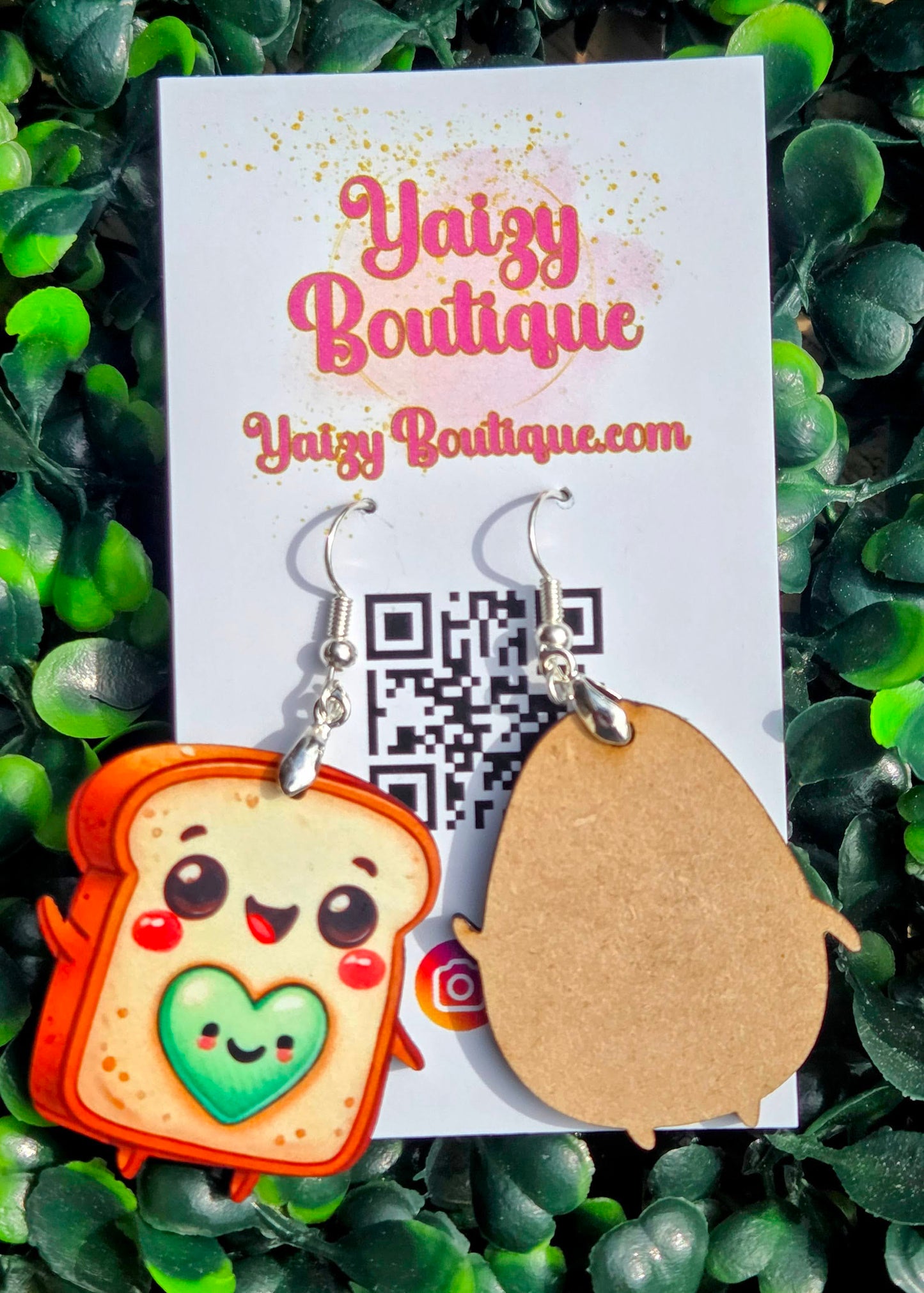 Kawaii Avocado Toast MDF Wood Earrings Yaizy Boutique
