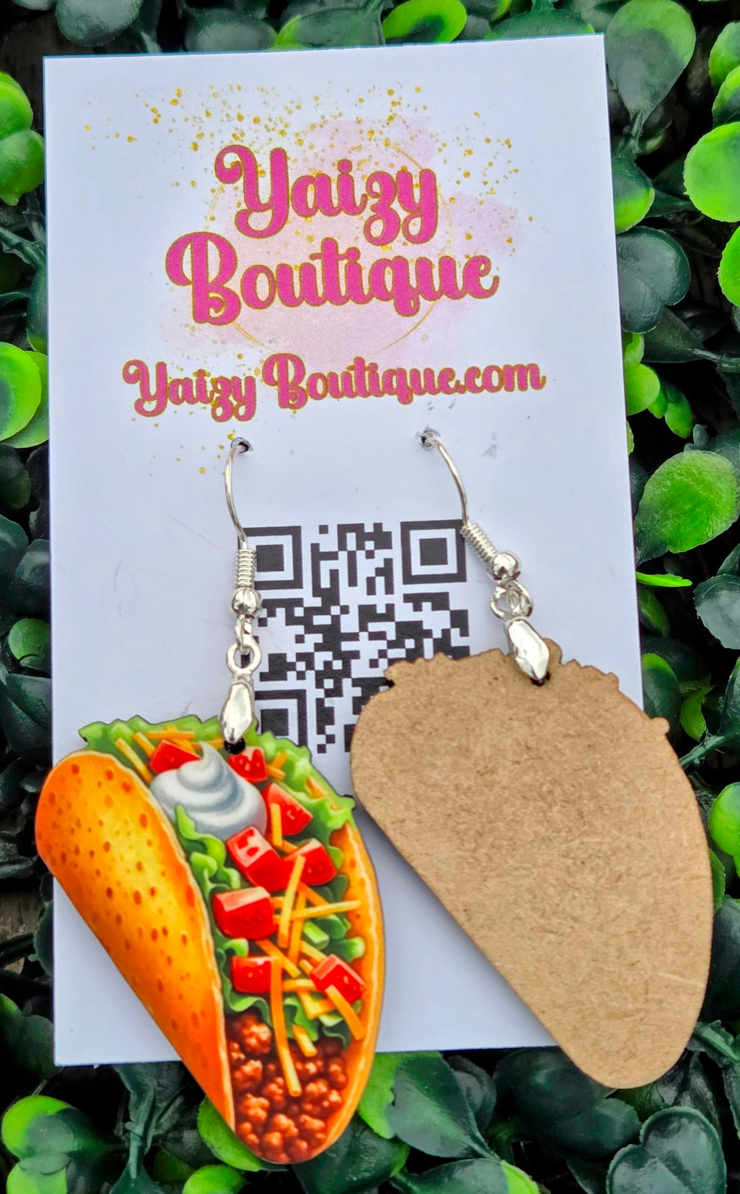 Taco Wood Earrings | Handmade Food Dangle Earrings | Cute Mexican Food Jewelry | Foodie Gift Yaizy Boutique