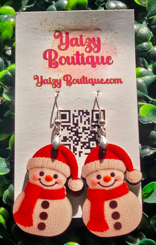 Handmade Snowman Christmas in July Earrings – Lightweight MDF Wood Holiday Jewelry with Stainless Steel Hooks Yaizy Boutique
