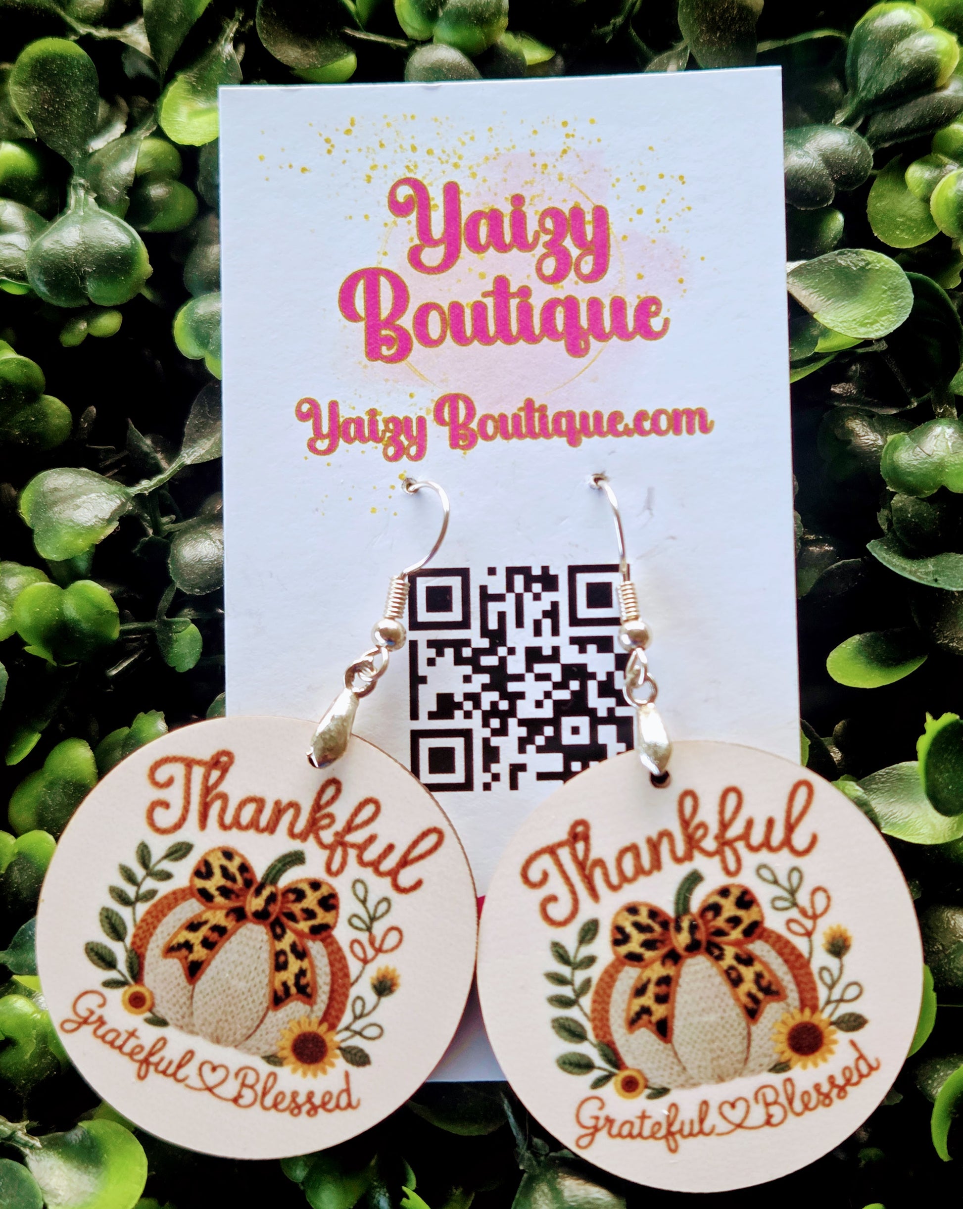 Thankful Grateful Blessed Pumpkin Earrings – Handmade Fall Earrings Yaizy Boutique