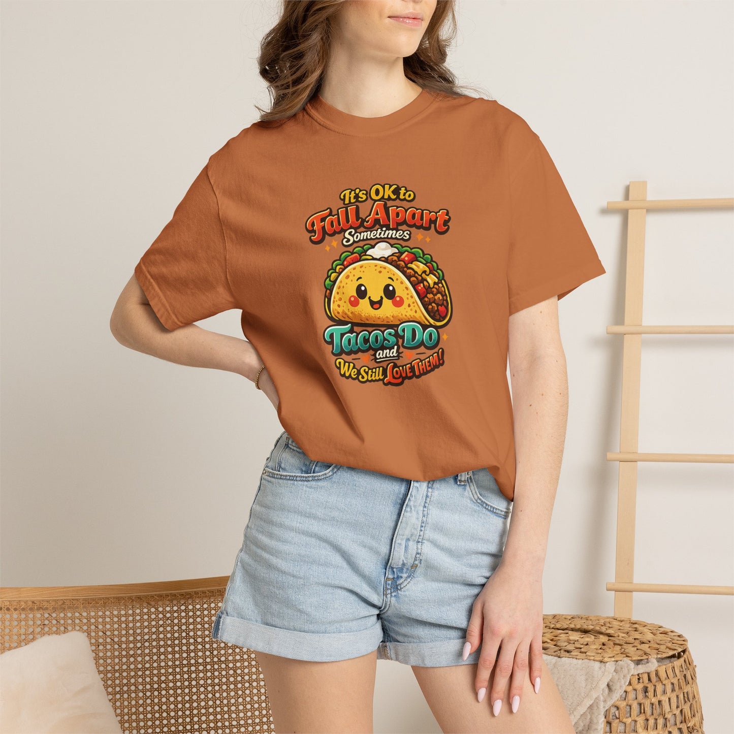 It's OK to Fall Apart" Funny Taco Shirt | Comfort Colors Mental Health Garment-Dyed Tee | Cute Taco Lover Gift Printify
