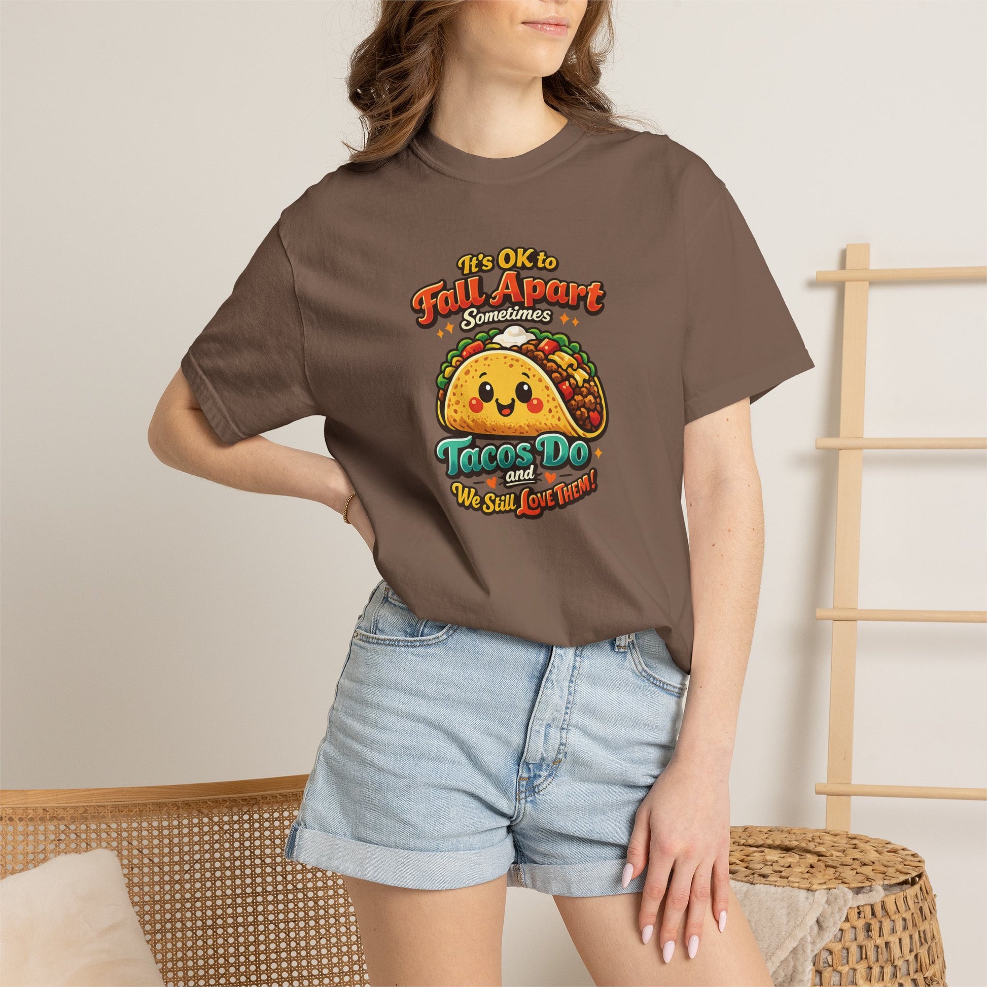 It's OK to Fall Apart" Funny Taco Shirt | Comfort Colors Mental Health Garment-Dyed Tee | Cute Taco Lover Gift Printify