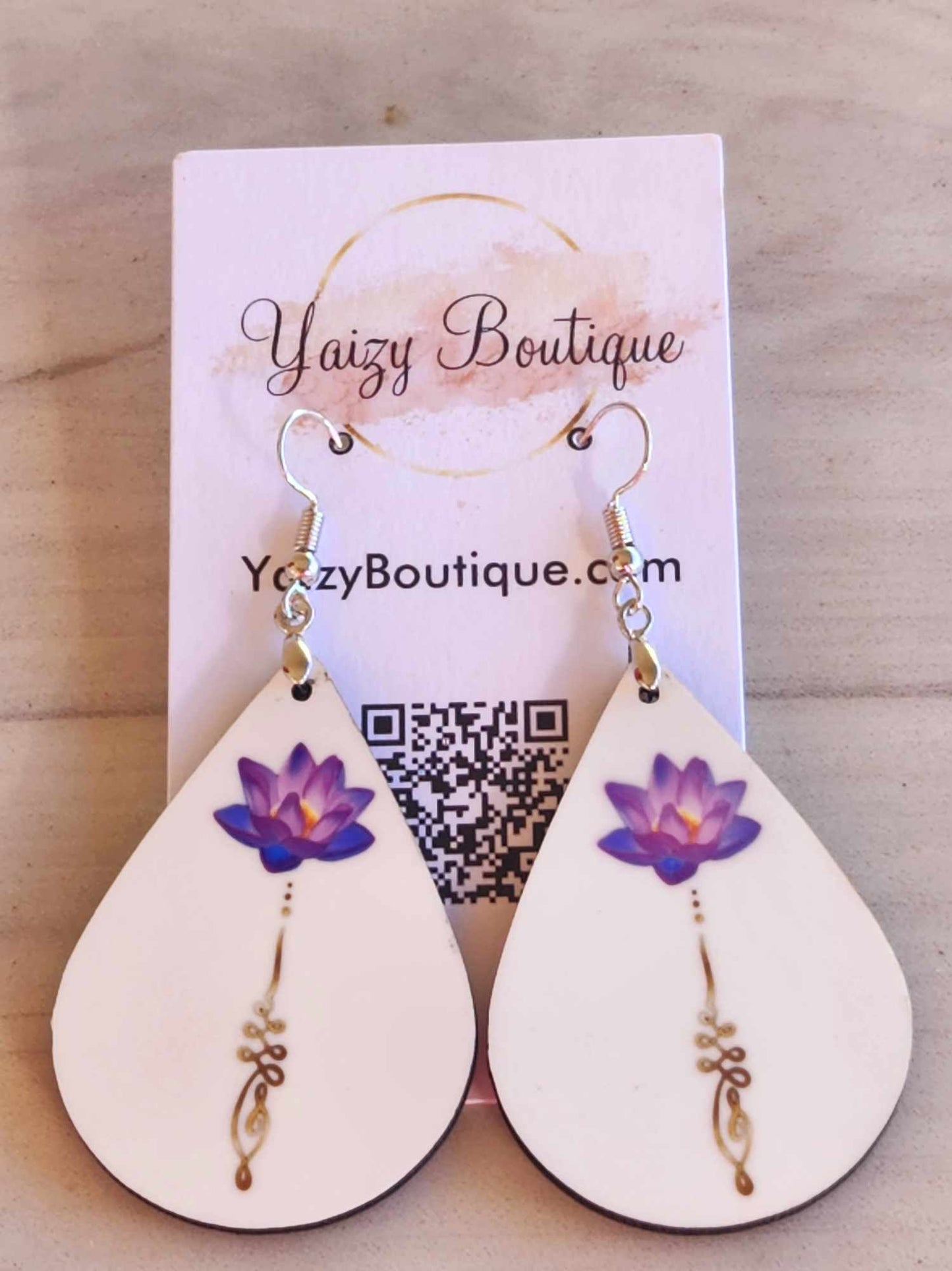 Purple Lotus Flower Earrings