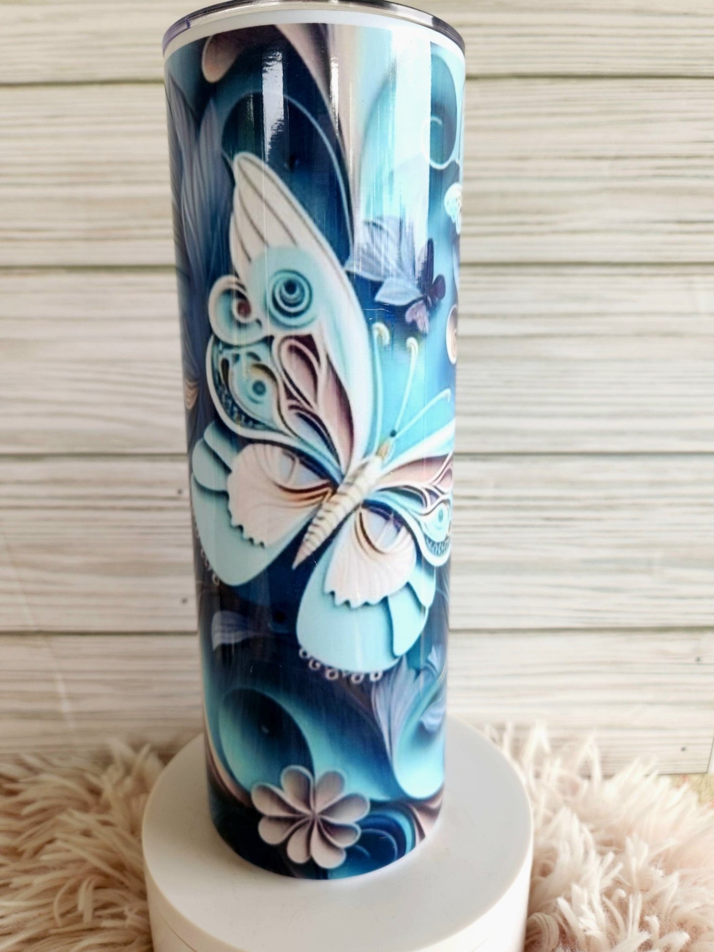 3D Blue Butterfly 20z Handmade Tumbler - Yaizy Boutique