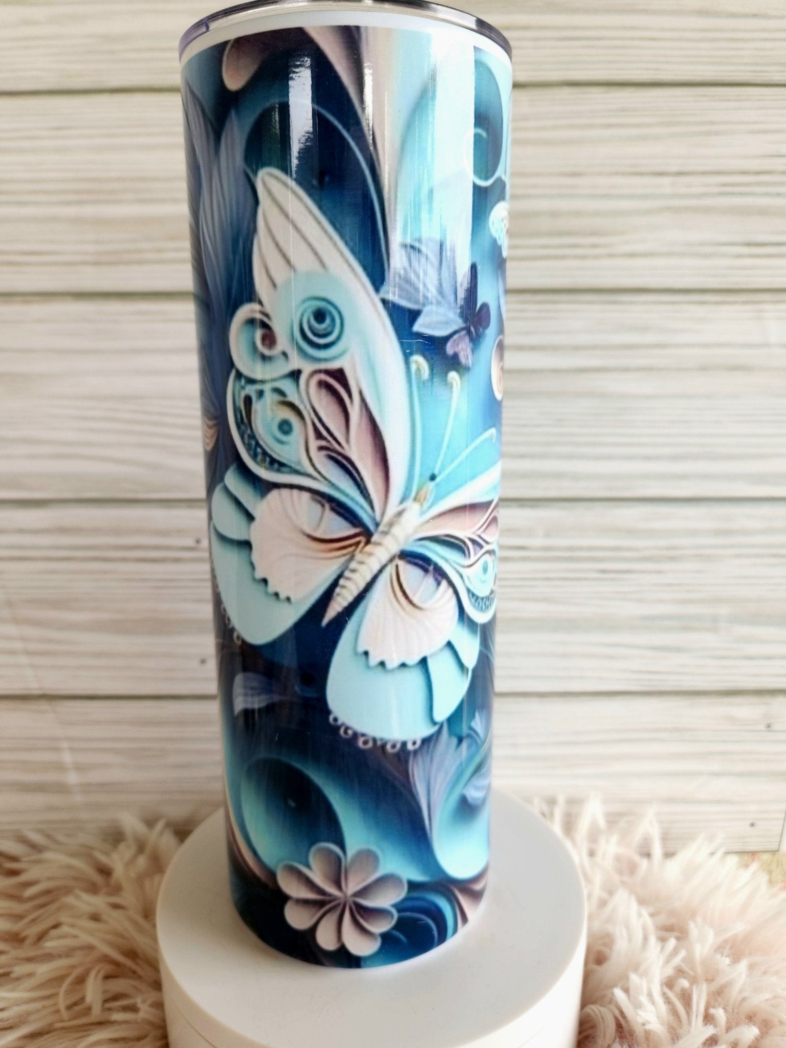 3D Blue Butterfly 20z Handmade Tumbler - Yaizy Boutique