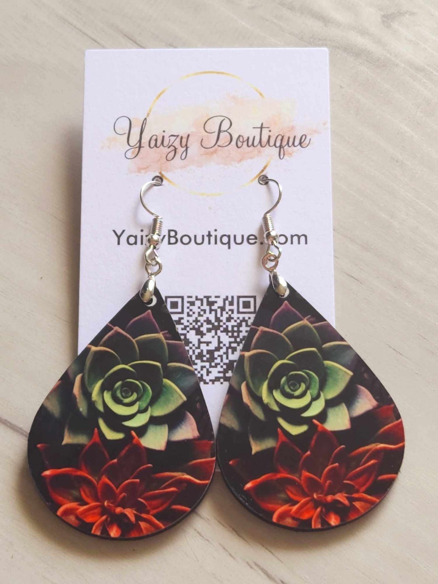 3D Red & Green Succulent Earrings - Yaizy Boutique