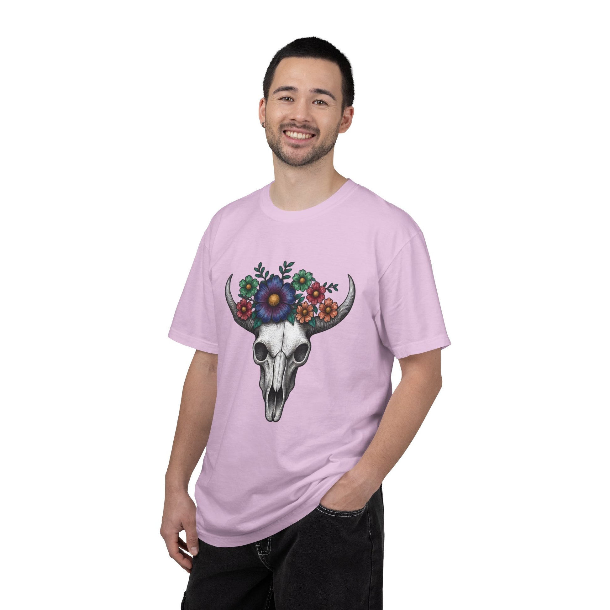 Floral Bull Skull Comfort Colors Tee | Western Boho Graphic Shir Printify