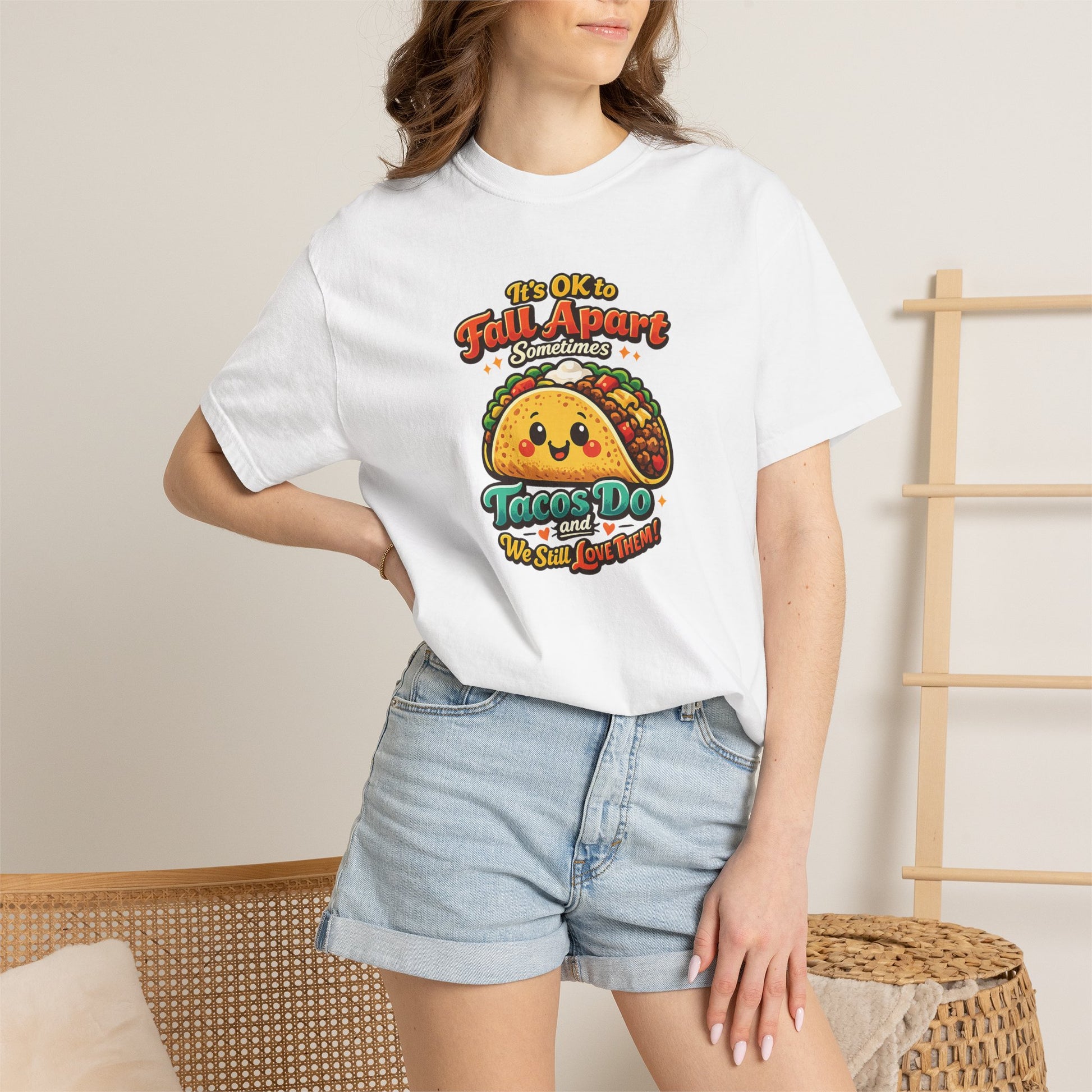 It's OK to Fall Apart" Funny Taco Shirt | Comfort Colors Mental Health Garment-Dyed Tee | Cute Taco Lover Gift Printify