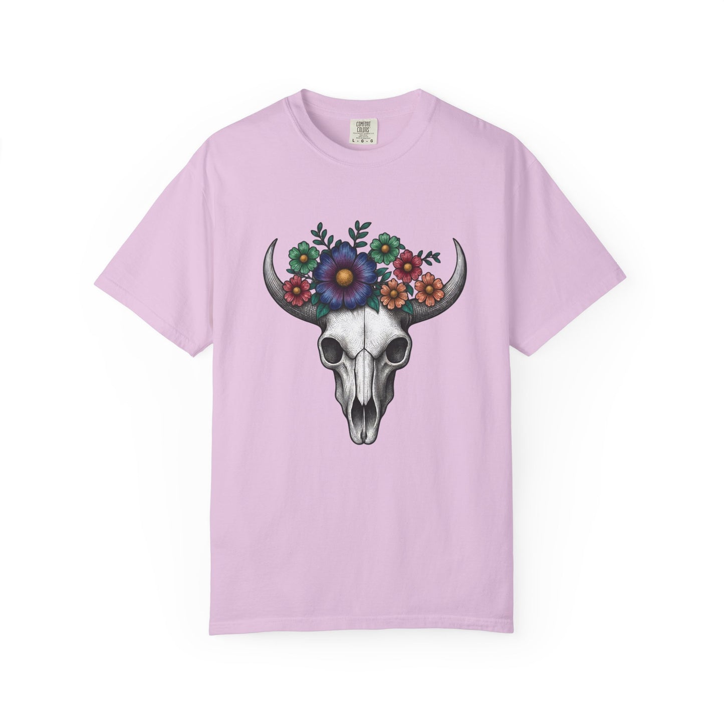 Floral Bull Skull Comfort Colors Tee | Western Boho Graphic Shir Printify