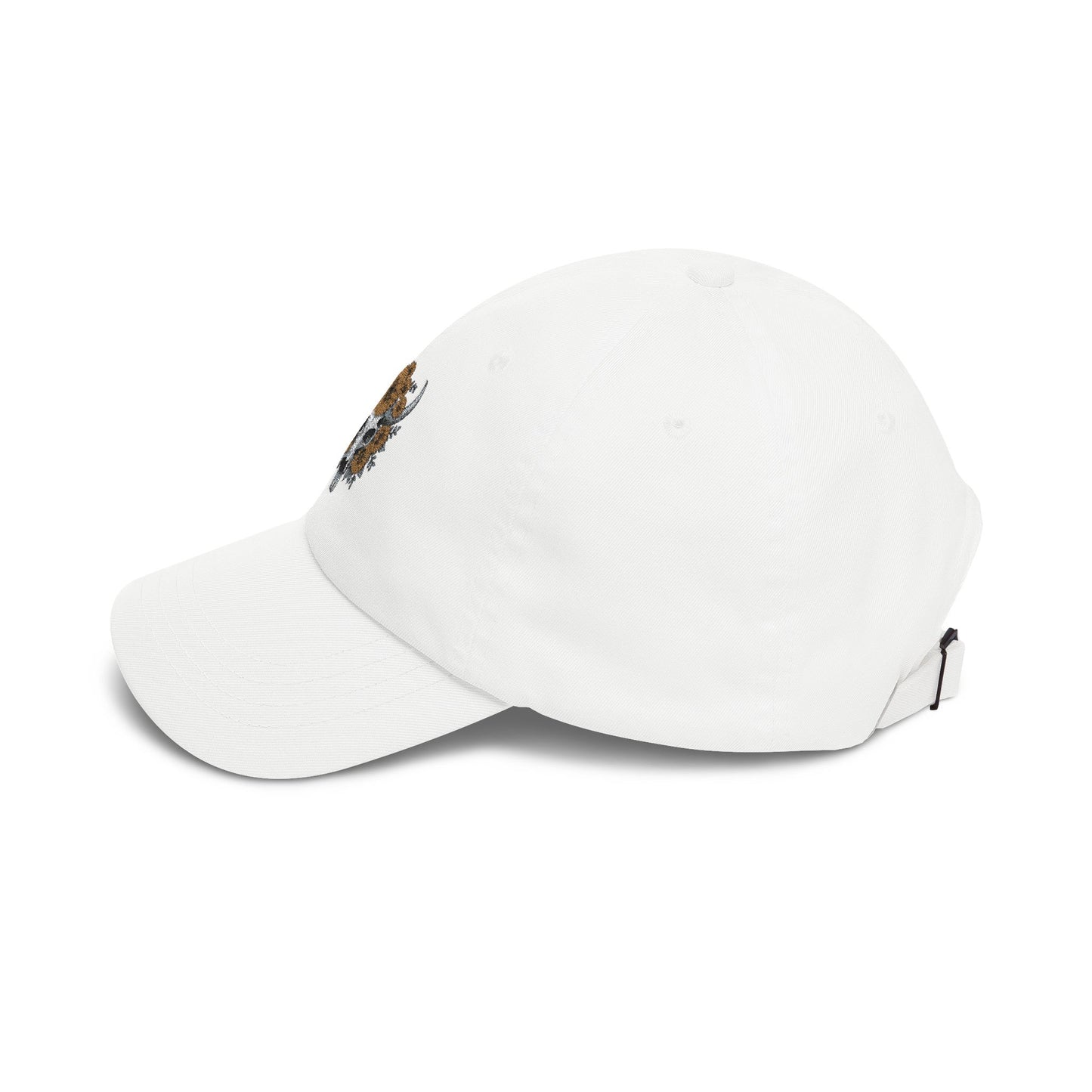 Sunflower Bull Skull Embroidered Dad Hat | Western Boho Floral Ca Printify