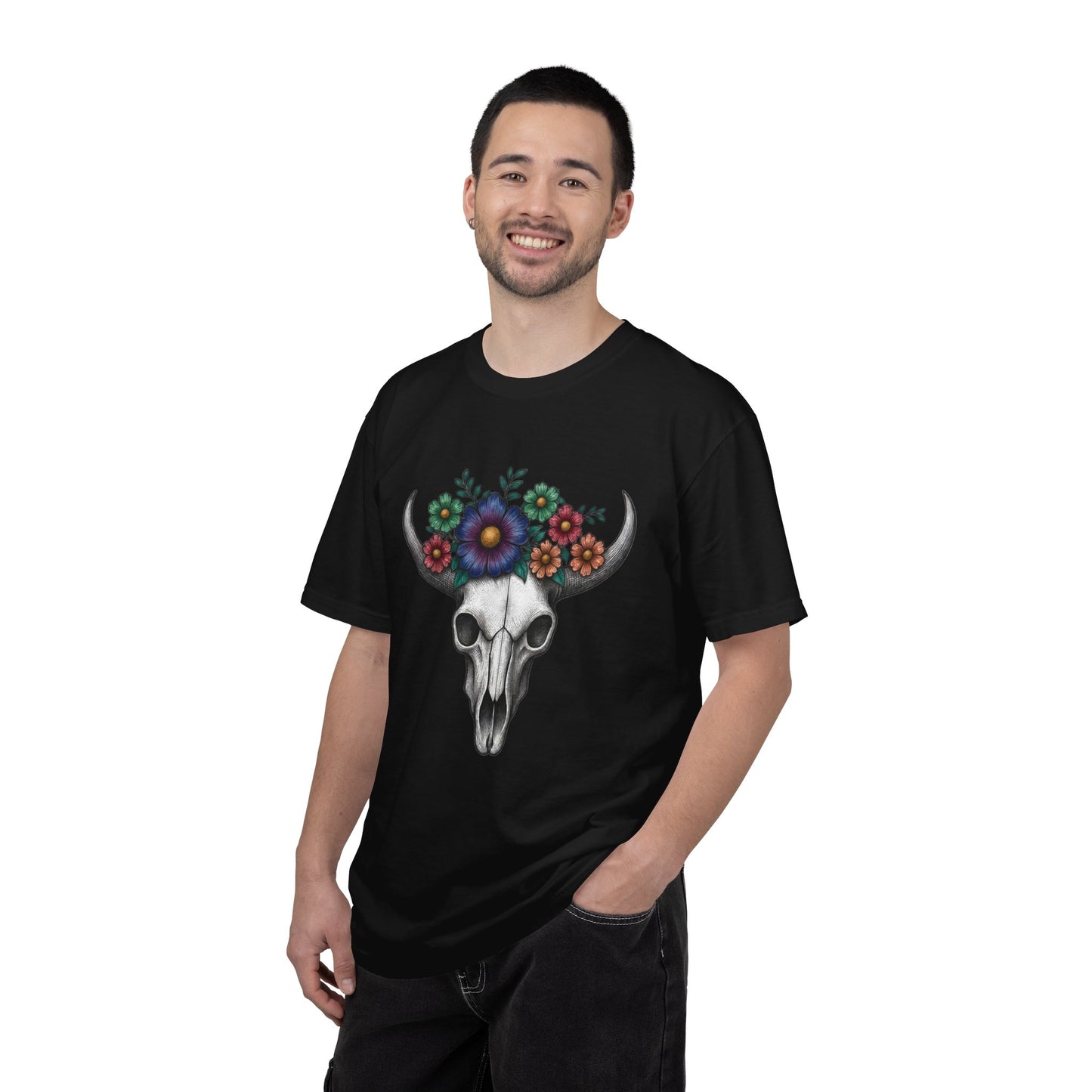 Floral Bull Skull Comfort Colors Tee | Western Boho Graphic Shir Printify
