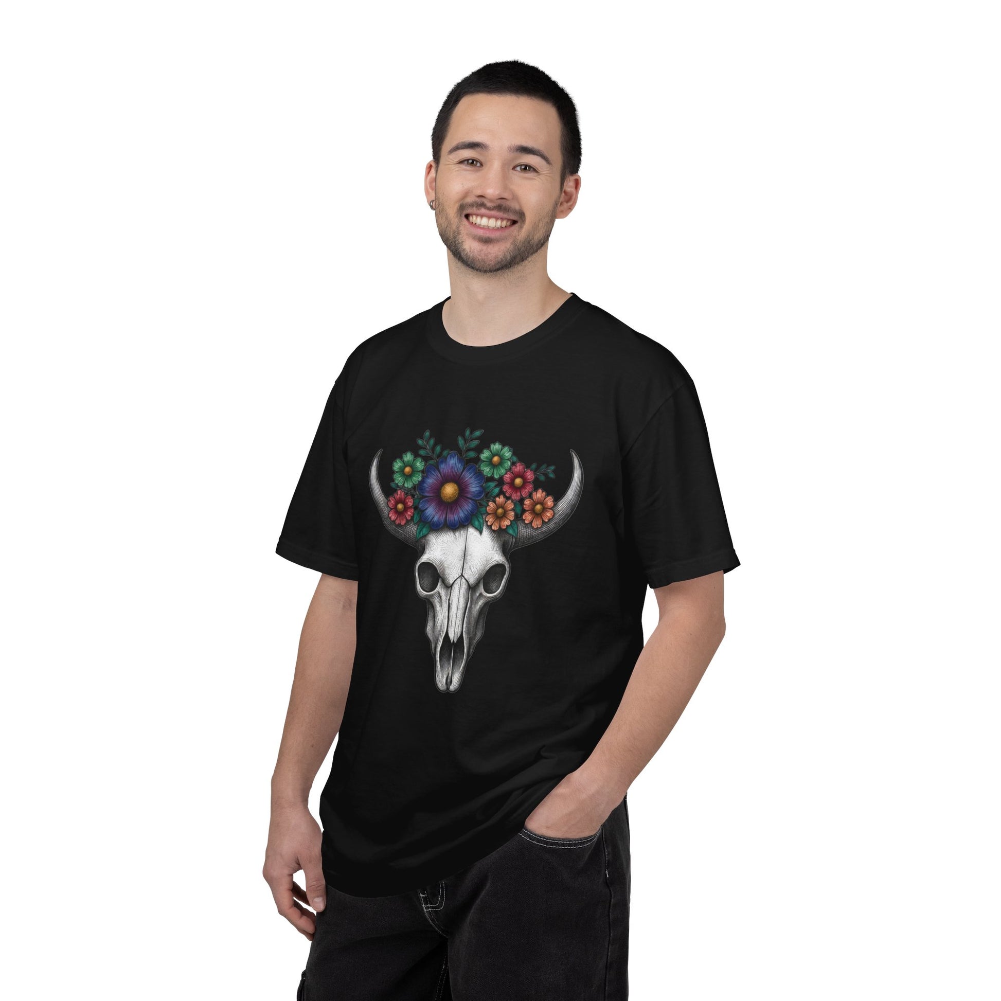 Floral Bull Skull Comfort Colors Tee | Western Boho Graphic Shir Printify