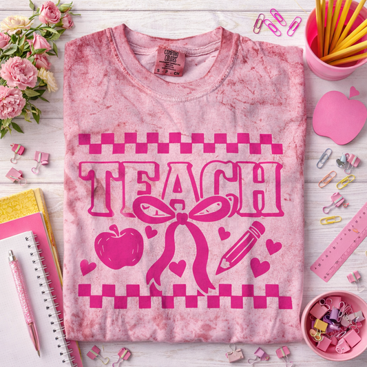 Teach Teacher Shirt – Pink Comfort Colors Graphic Tee (Size Small) | Handmade Teacher Gift Shirt Yaizy Boutique