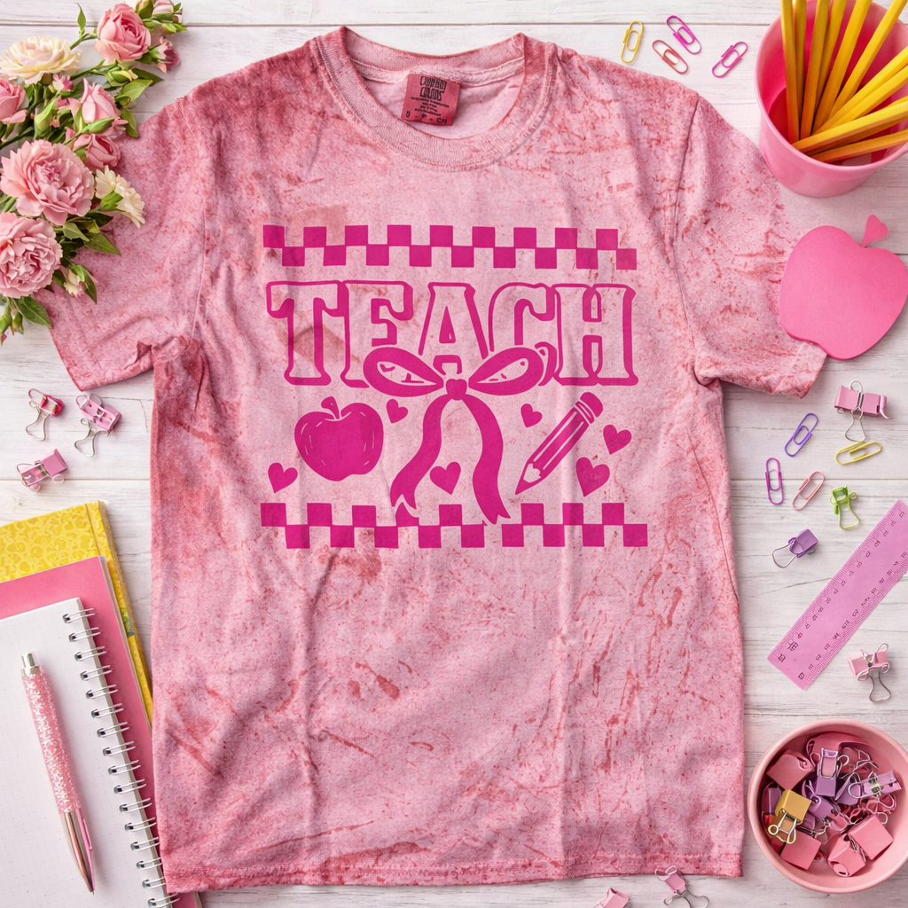 Teach Teacher Shirt – Pink Comfort Colors Graphic Tee (Size Small) | Handmade Teacher Gift Shirt Yaizy Boutique