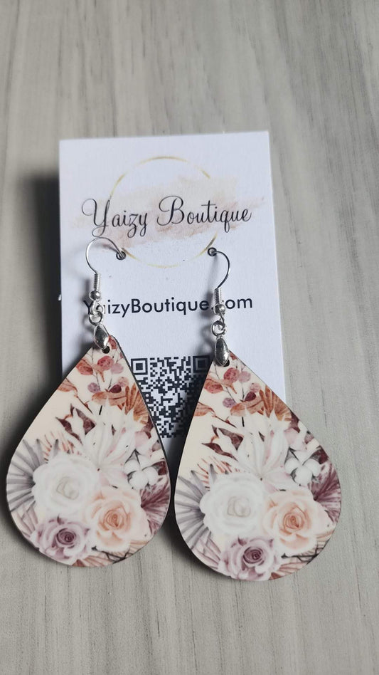 Pale Roses Handmade Earrings