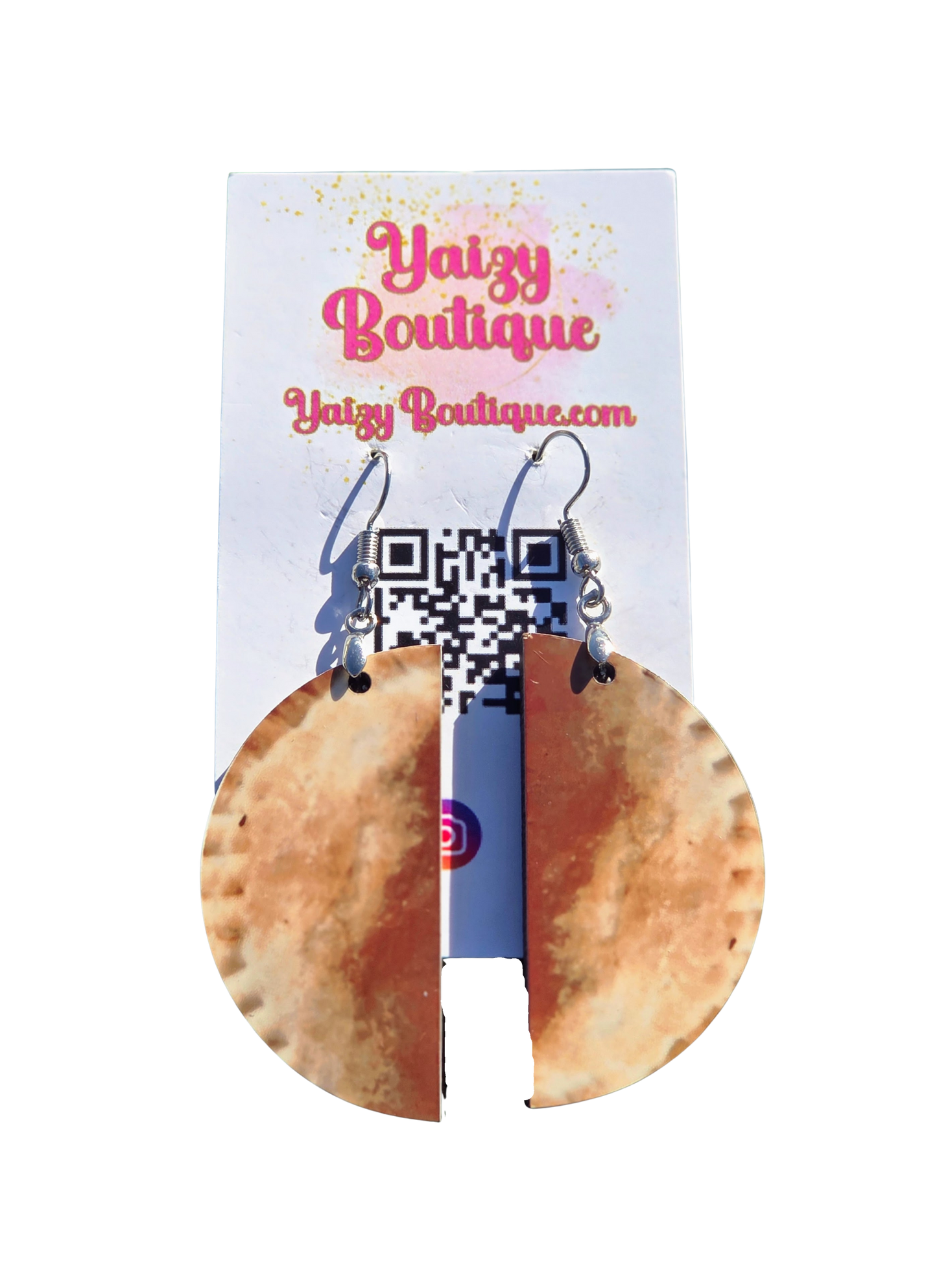 Empanada MDF Wood Dangle Earrings with Stainless Steel Hooks – Yaizy Boutique