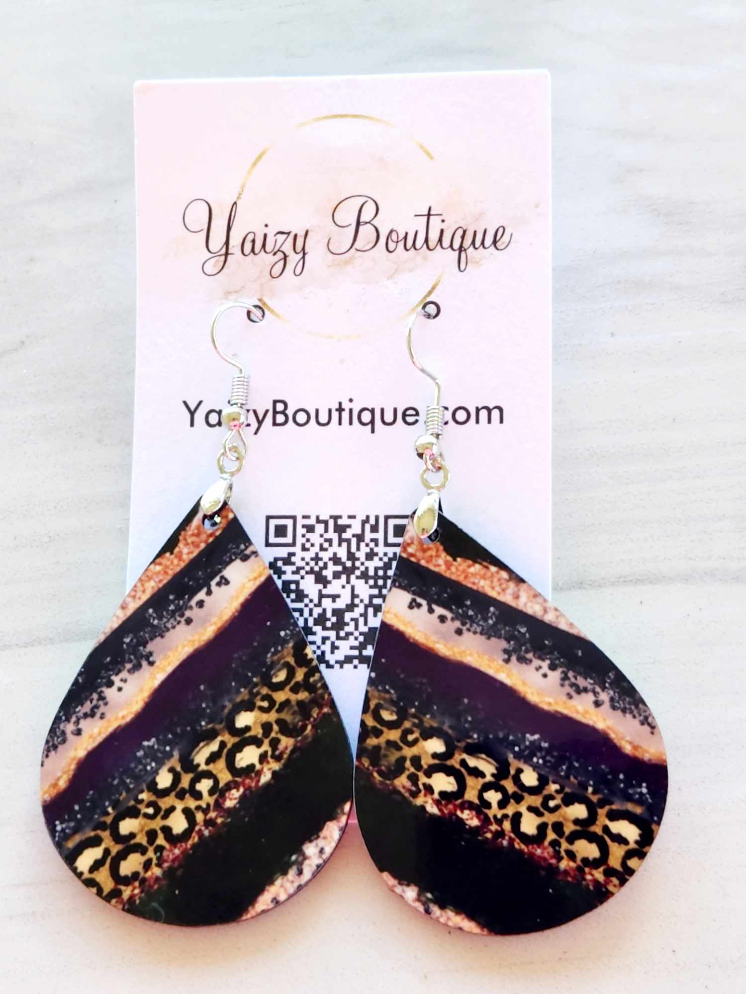 Agate Stone Style Coloring with Animal Print Earrings - Yaizy Boutique