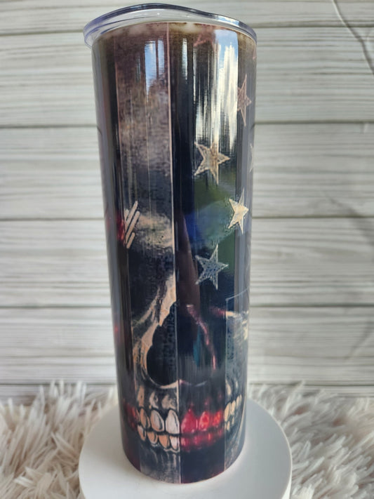 American Flag and Skull 20z tumbler - Yaizy Boutique