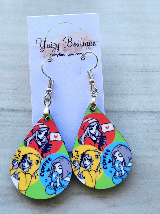 Anime Love Coffee Handmade Earrings - Yaizy Boutique