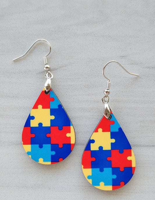 Austism Puzzle Earrings - Yaizy Boutique